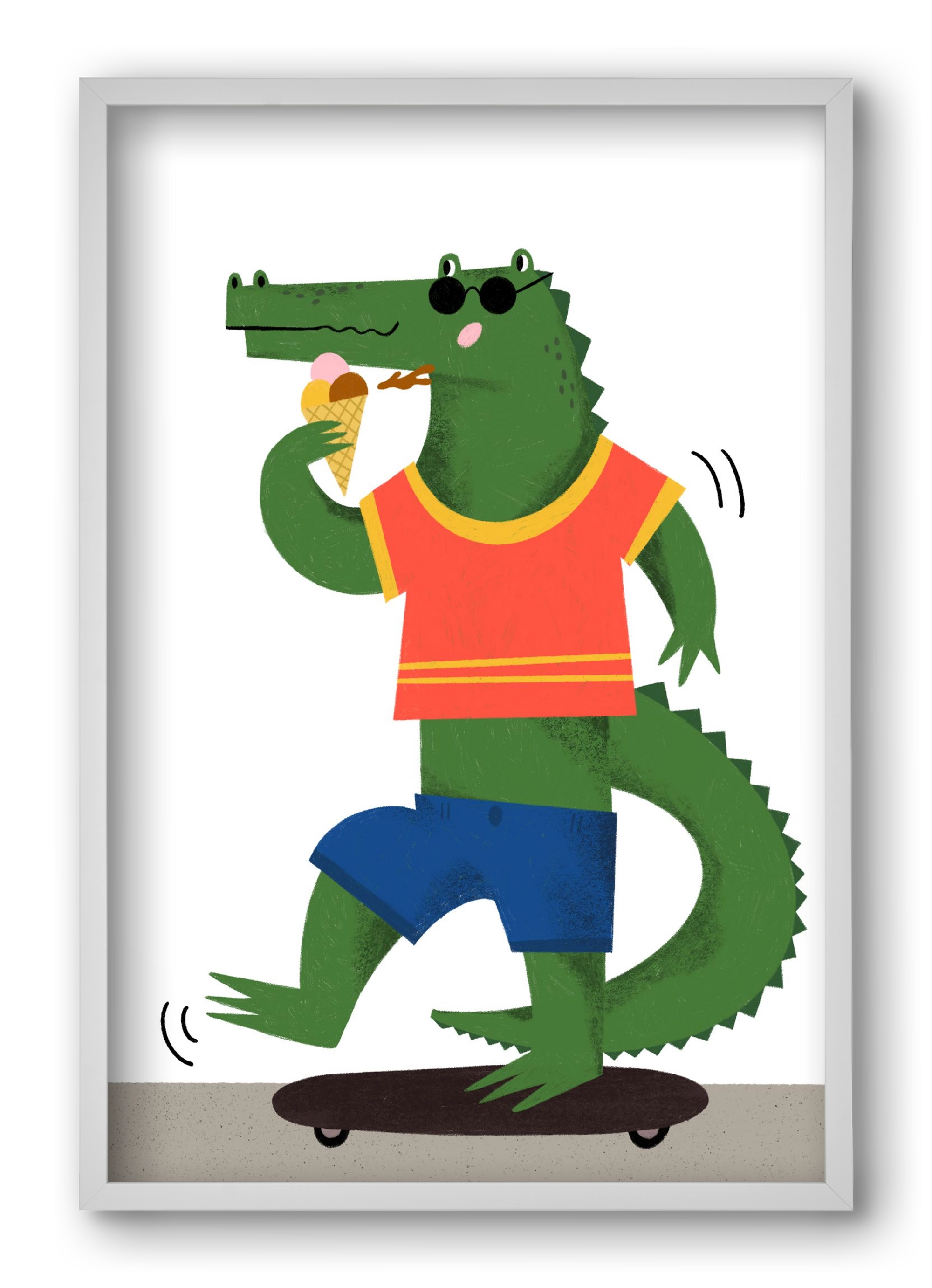 Funky Crocodile, 40x60 cm (40x60 cm), Fehér keret