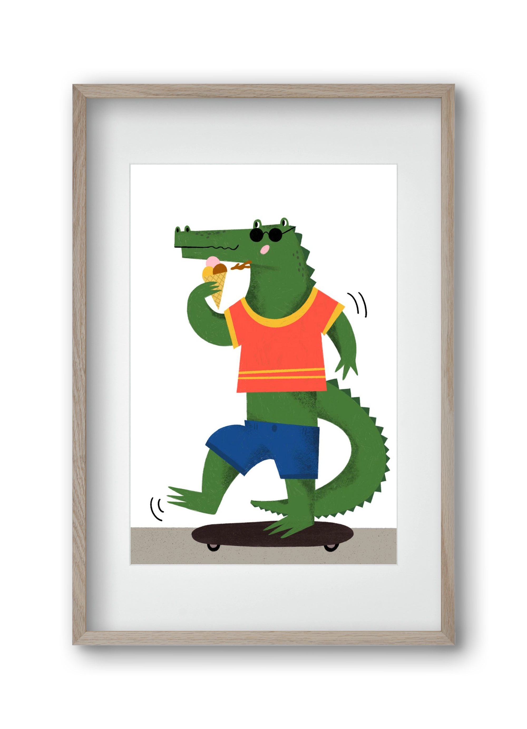 Funky Crocodile, 30x45 cm (20x30 cm), Tölgy keret, paszpartuval