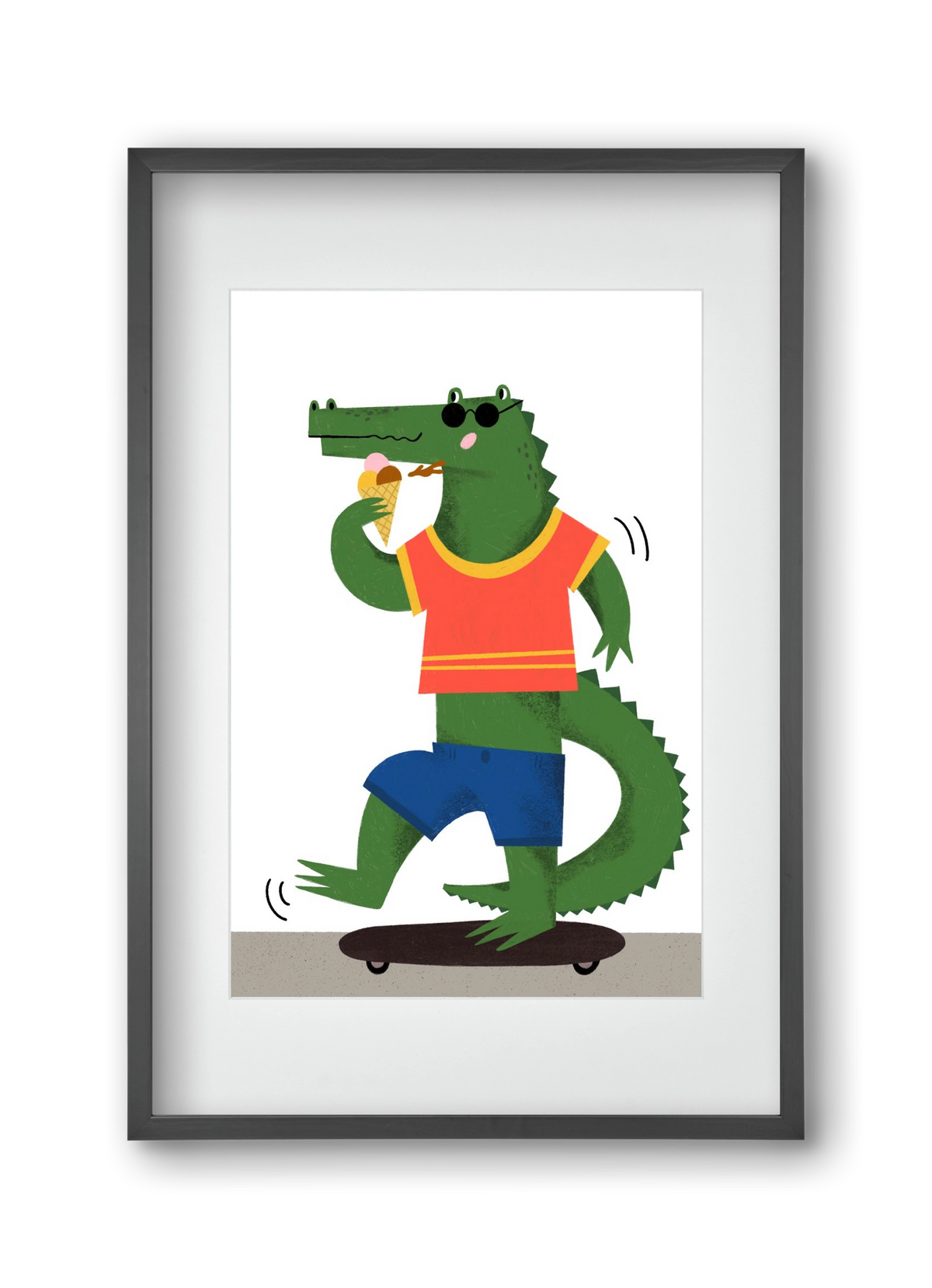 Funky Crocodile, 30x45 cm (20x30 cm), Fekete keret, paszpartuval