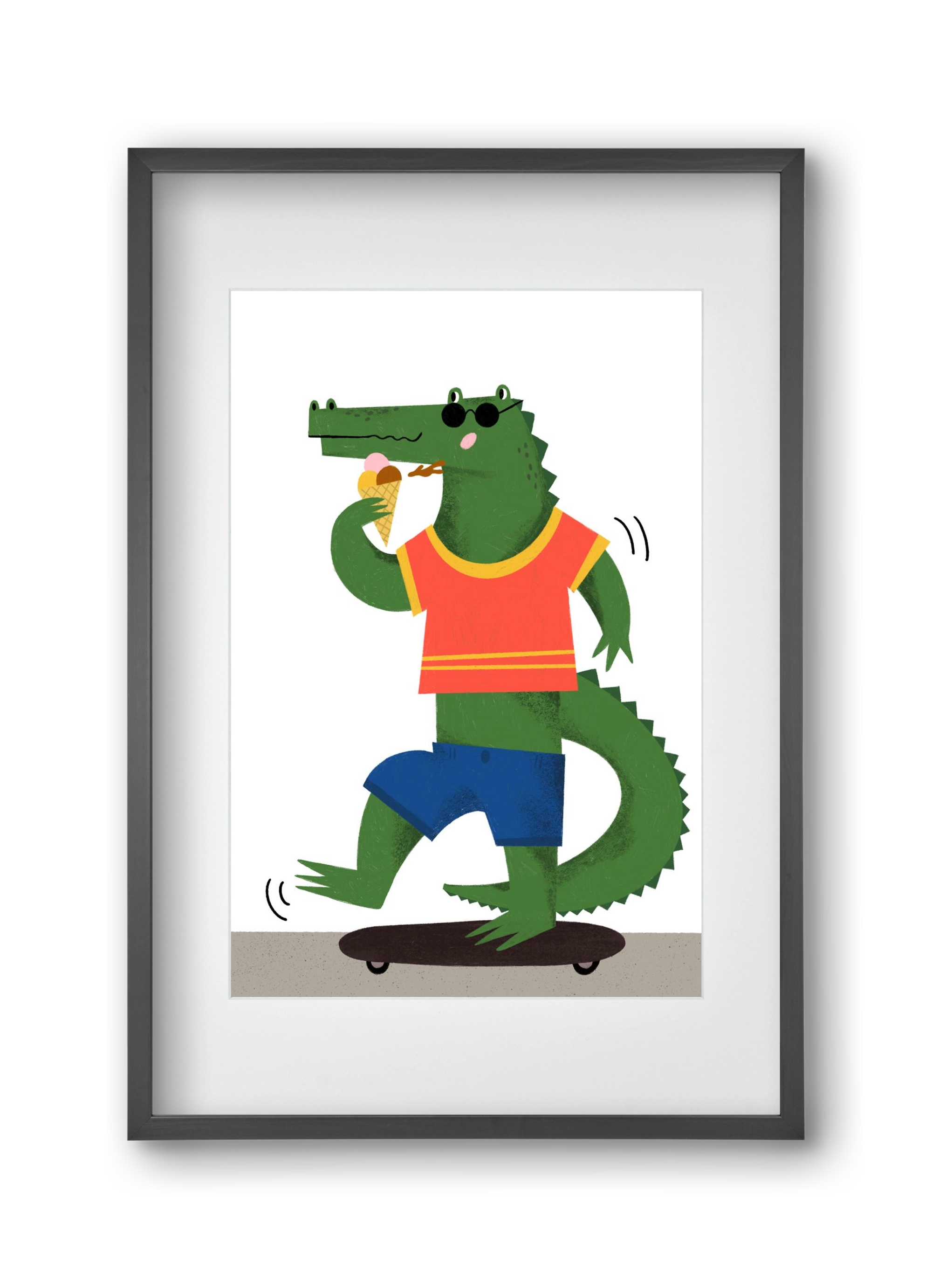 Funky Crocodile, 30x45 cm (20x30 cm), Fekete keret, paszpartuval