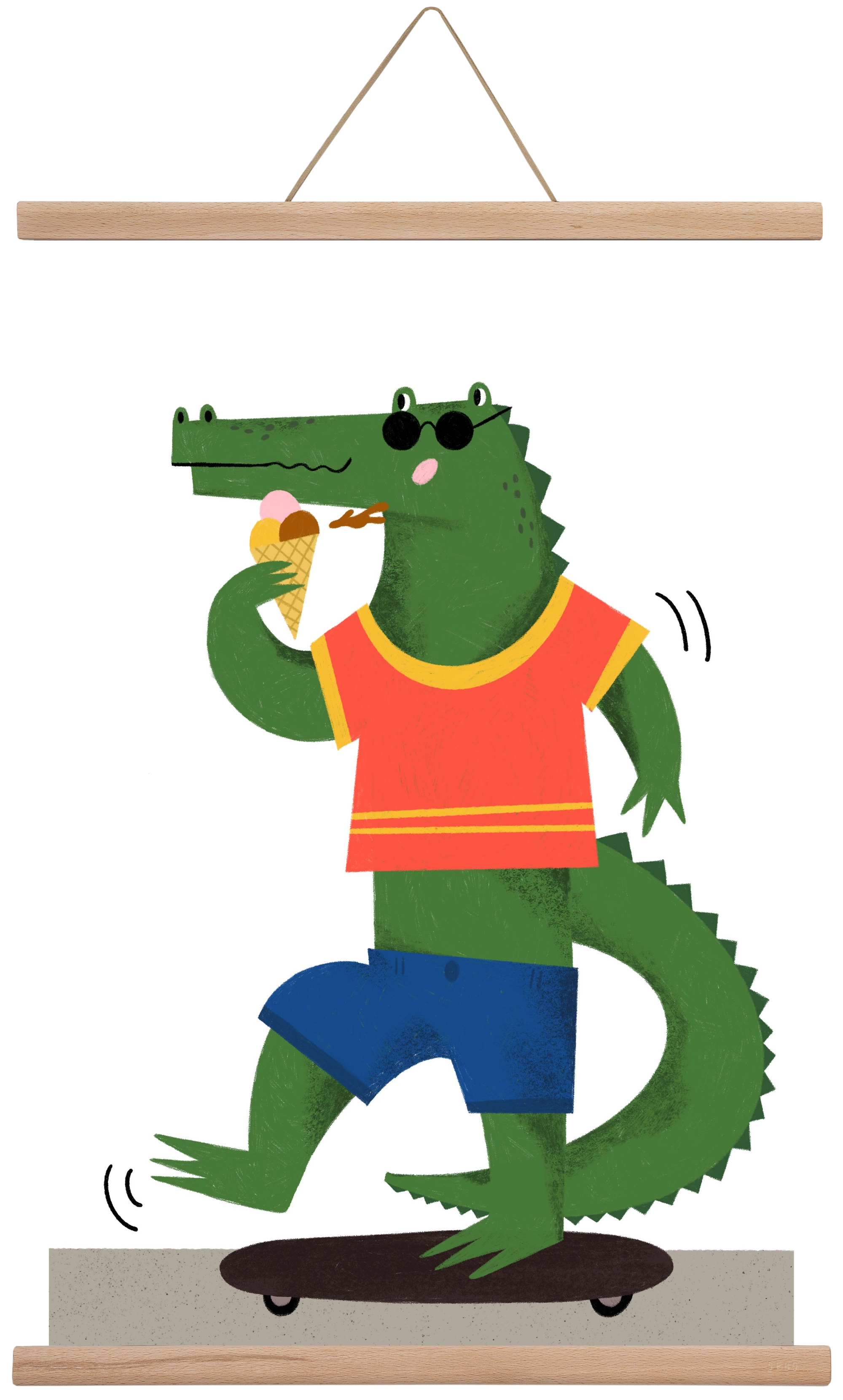 Funky Crocodile, 40x60 cm (40x60 cm), Tölgy akasztó