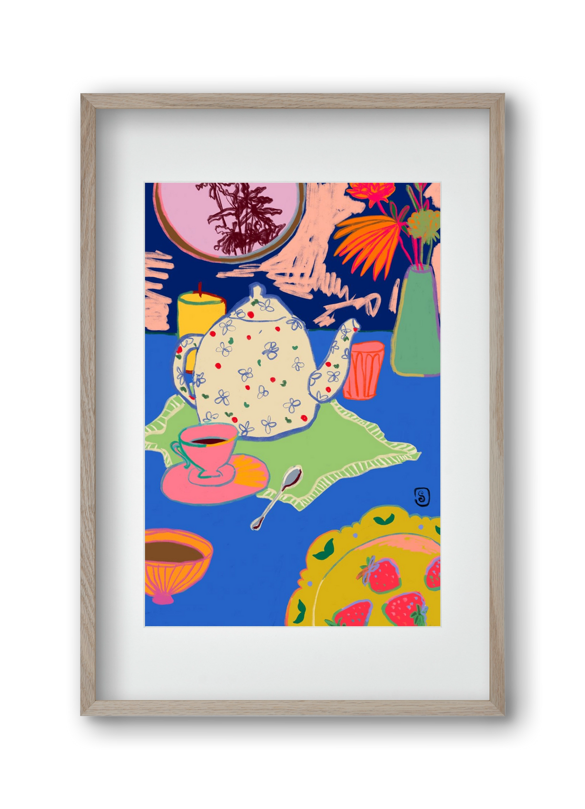 TEA TIME, 30x45 cm (20x30 cm), Tölgy keret, paszpartuval