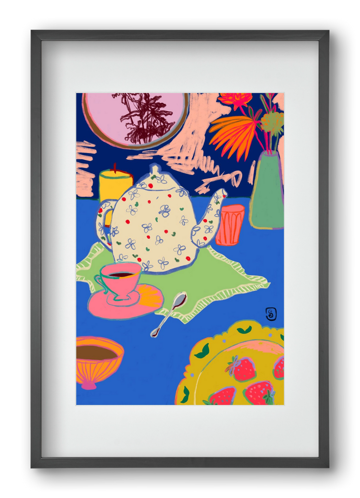 TEA TIME, 40x60 cm (30x45 cm), Fekete keret, paszpartuval