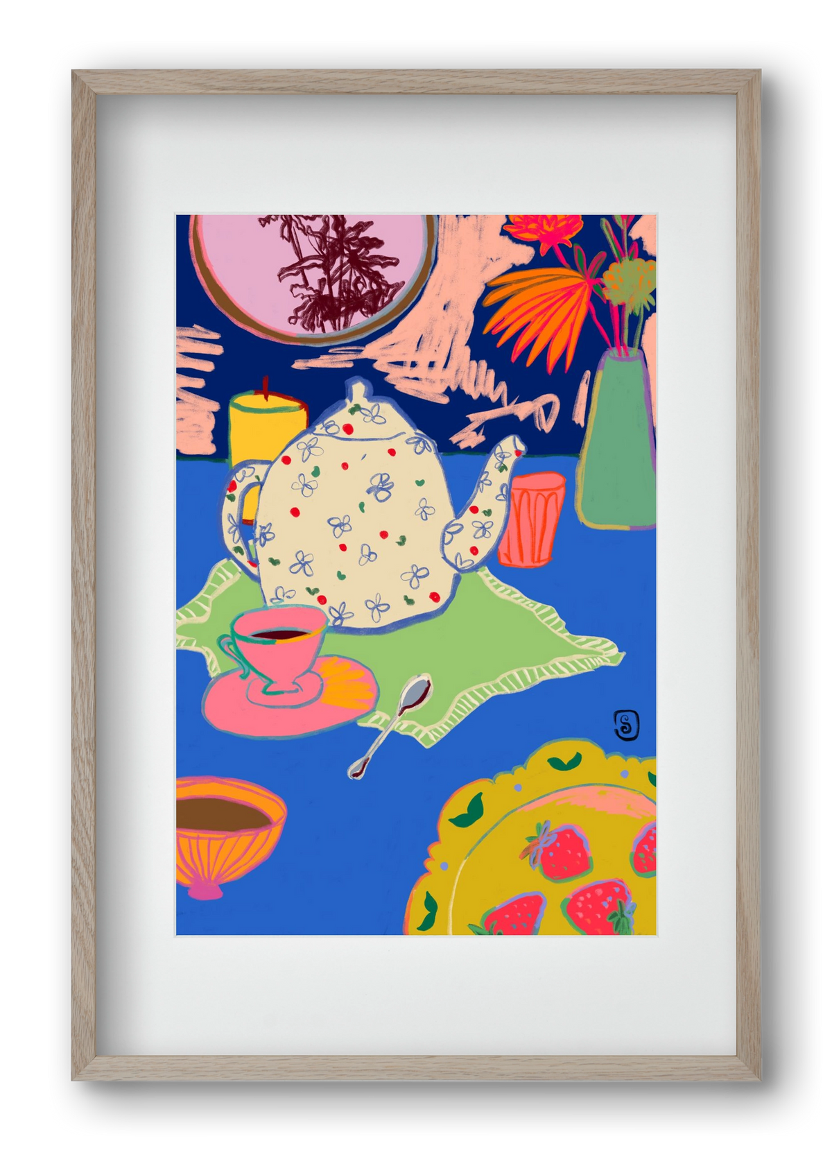 TEA TIME, 40x60 cm (30x45 cm), Tölgy keret, paszpartuval