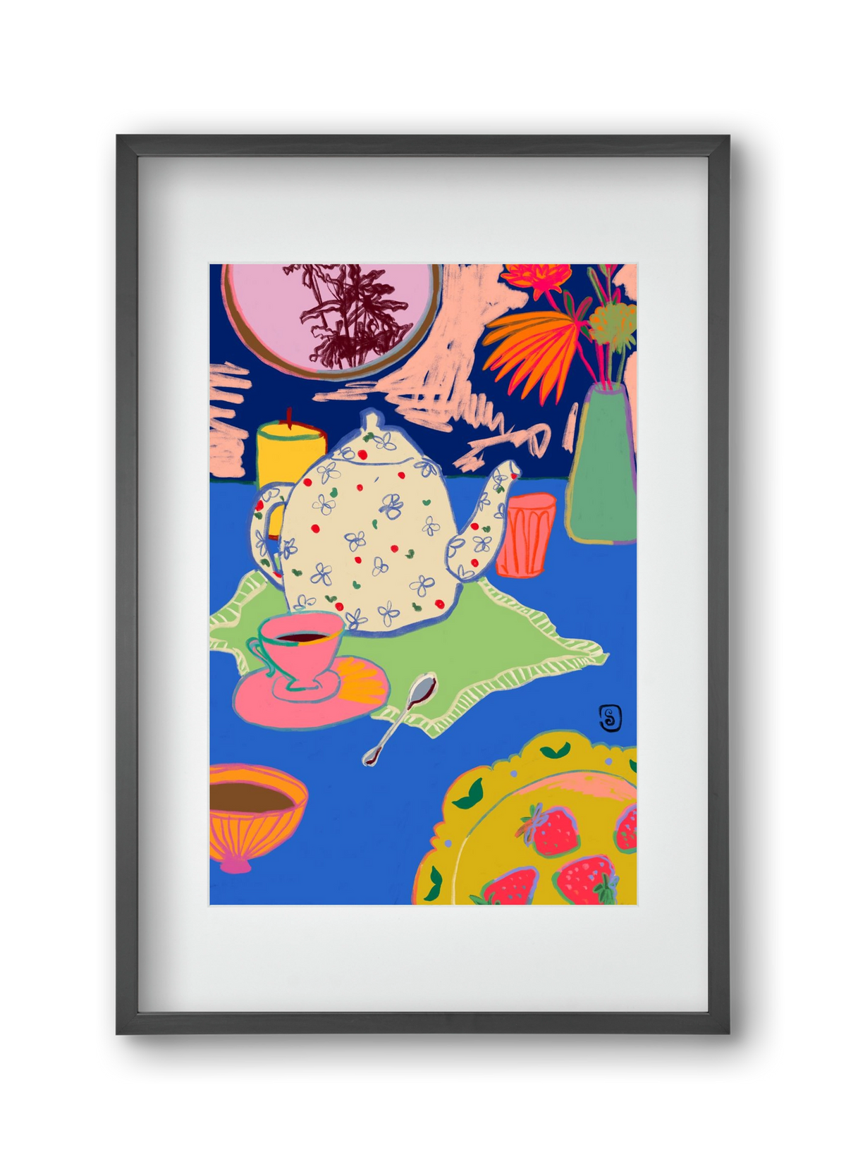 TEA TIME, 30x45 cm (20x30 cm), Fekete keret, paszpartuval