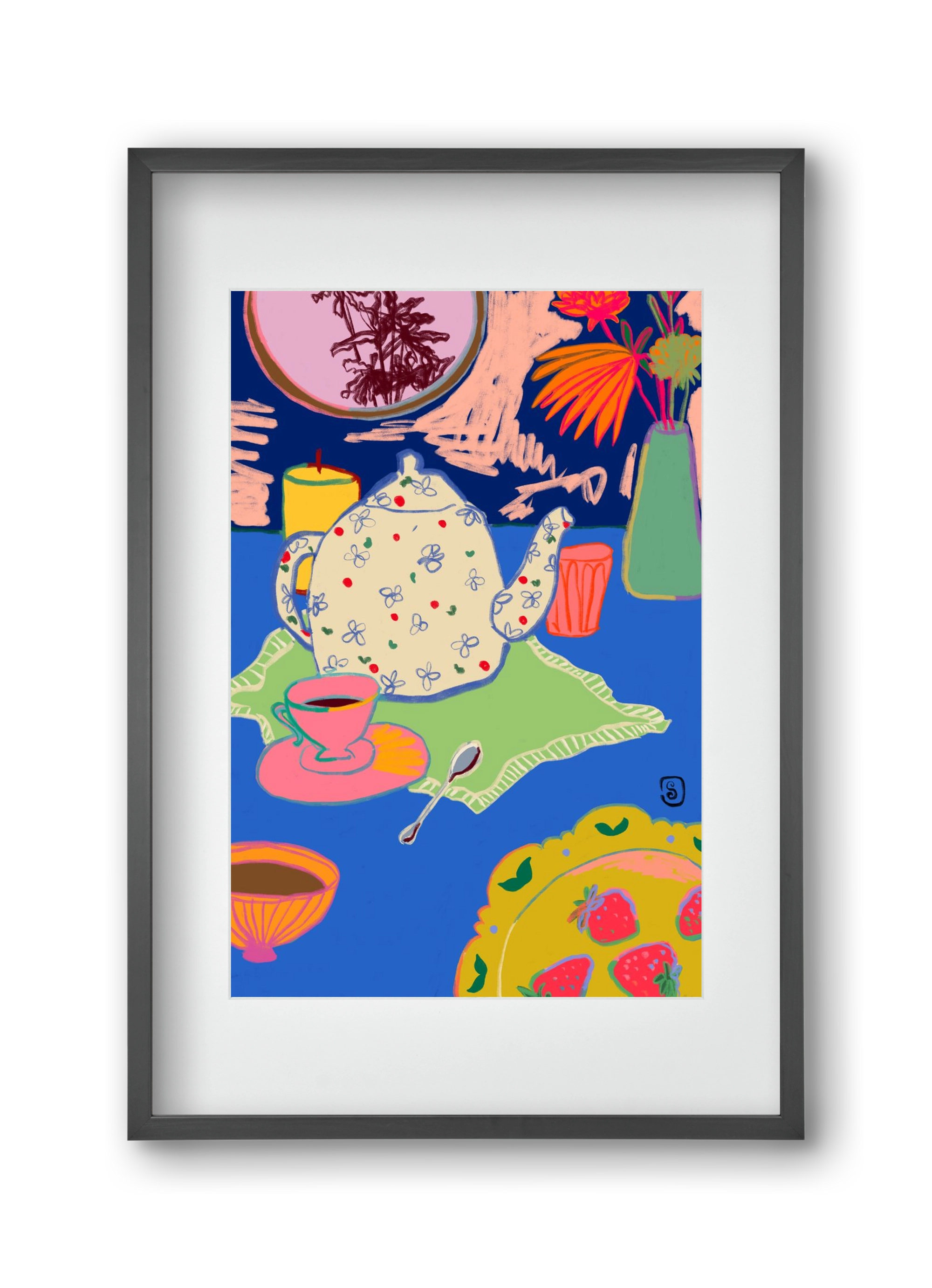 TEA TIME, 30x45 cm (20x30 cm), Fekete keret, paszpartuval