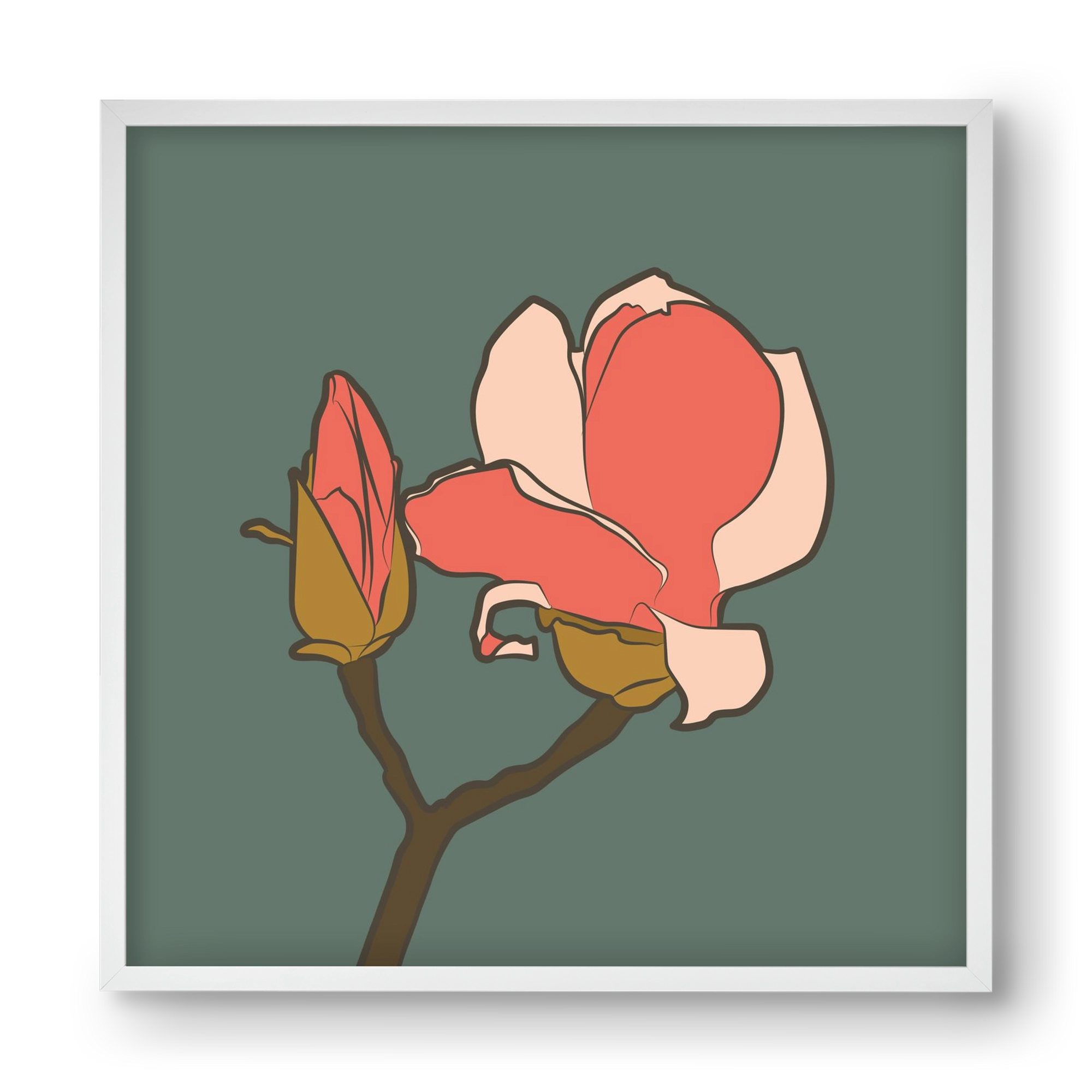 Bimbó, 40x40 cm (40x40 cm), Fehér keret