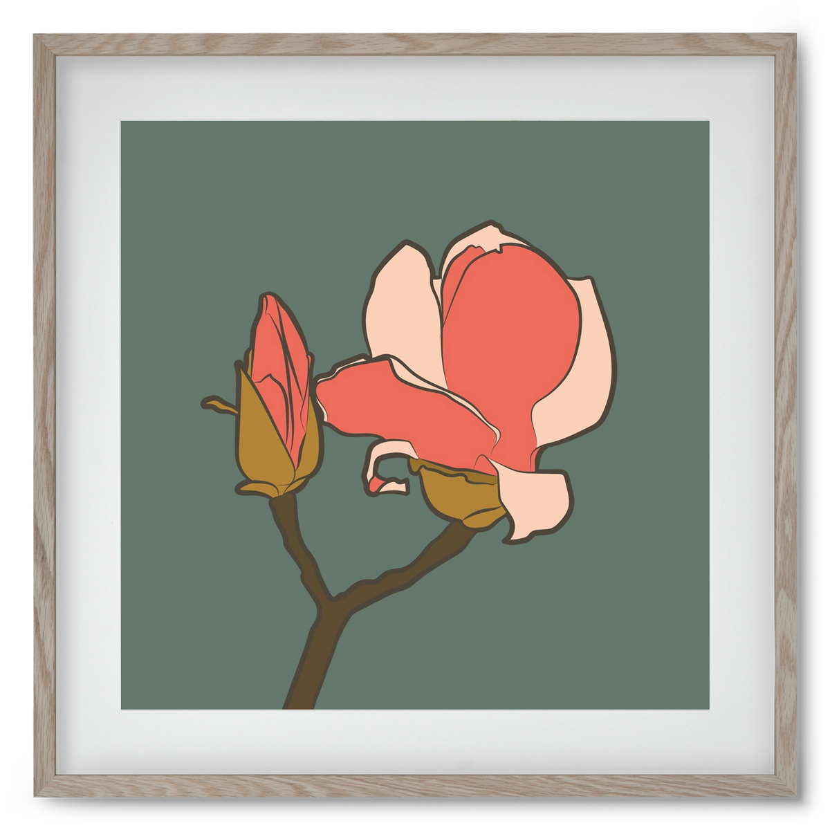 Bimbó, 50x50 cm (40x40 cm), Tölgy keret, paszpartuval