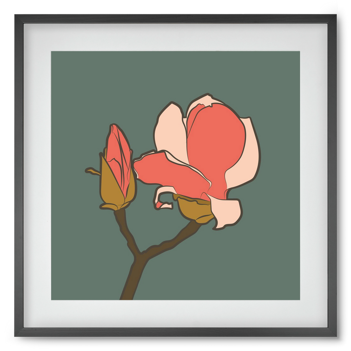 Bimbó, 50x50 cm (40x40 cm), Fekete keret, paszpartuval