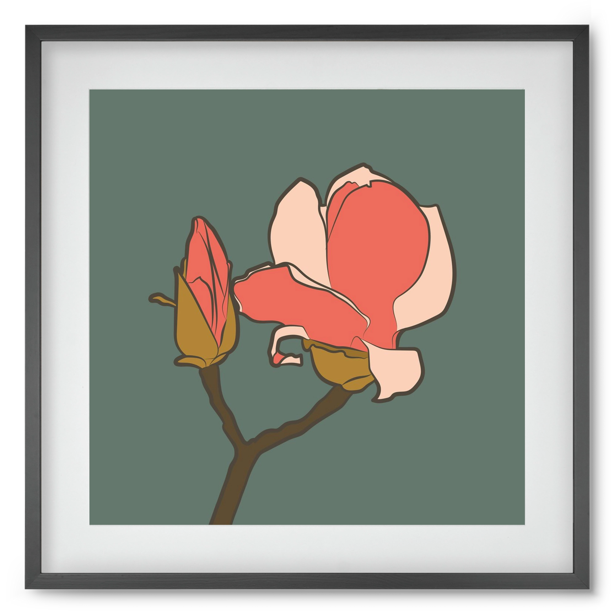 Bimbó, 50x50 cm (40x40 cm), Fekete keret, paszpartuval