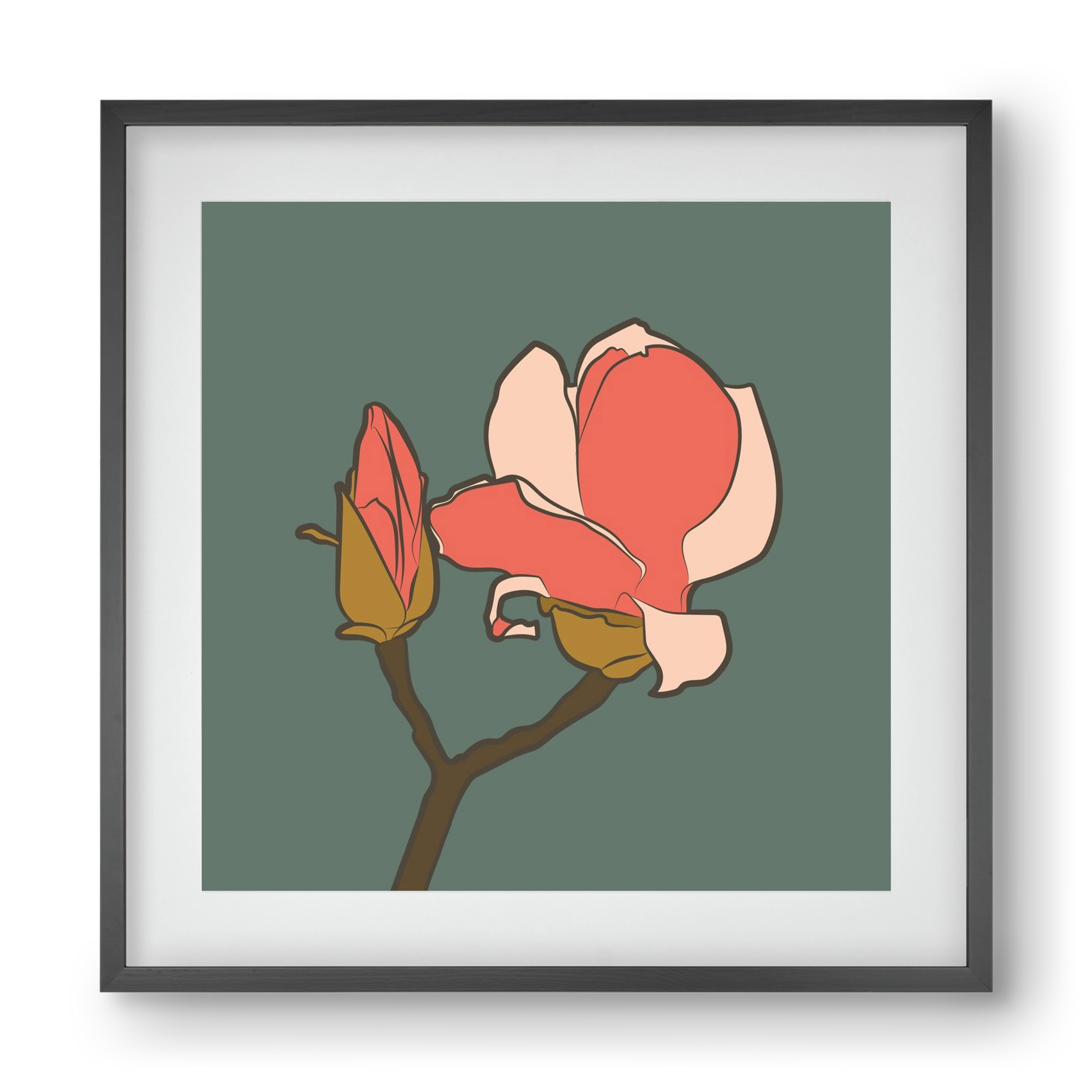 Bimbó, 40x40 cm (30x30 cm), Fekete keret, paszpartuval