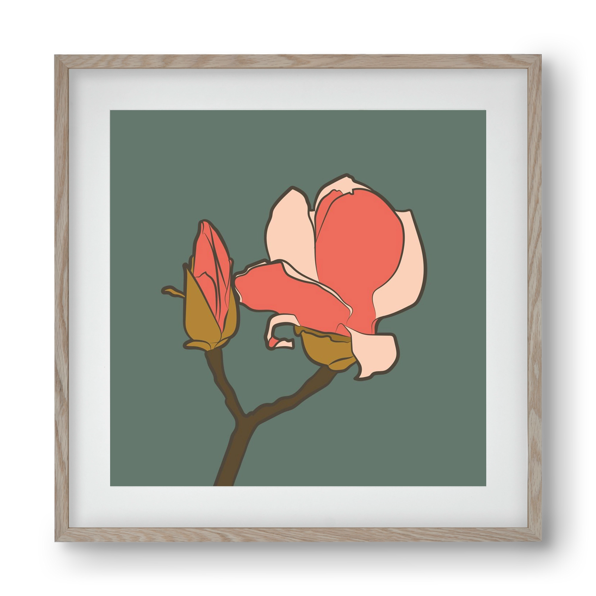 Bimbó, 40x40 cm (30x30 cm), Tölgy keret, paszpartuval