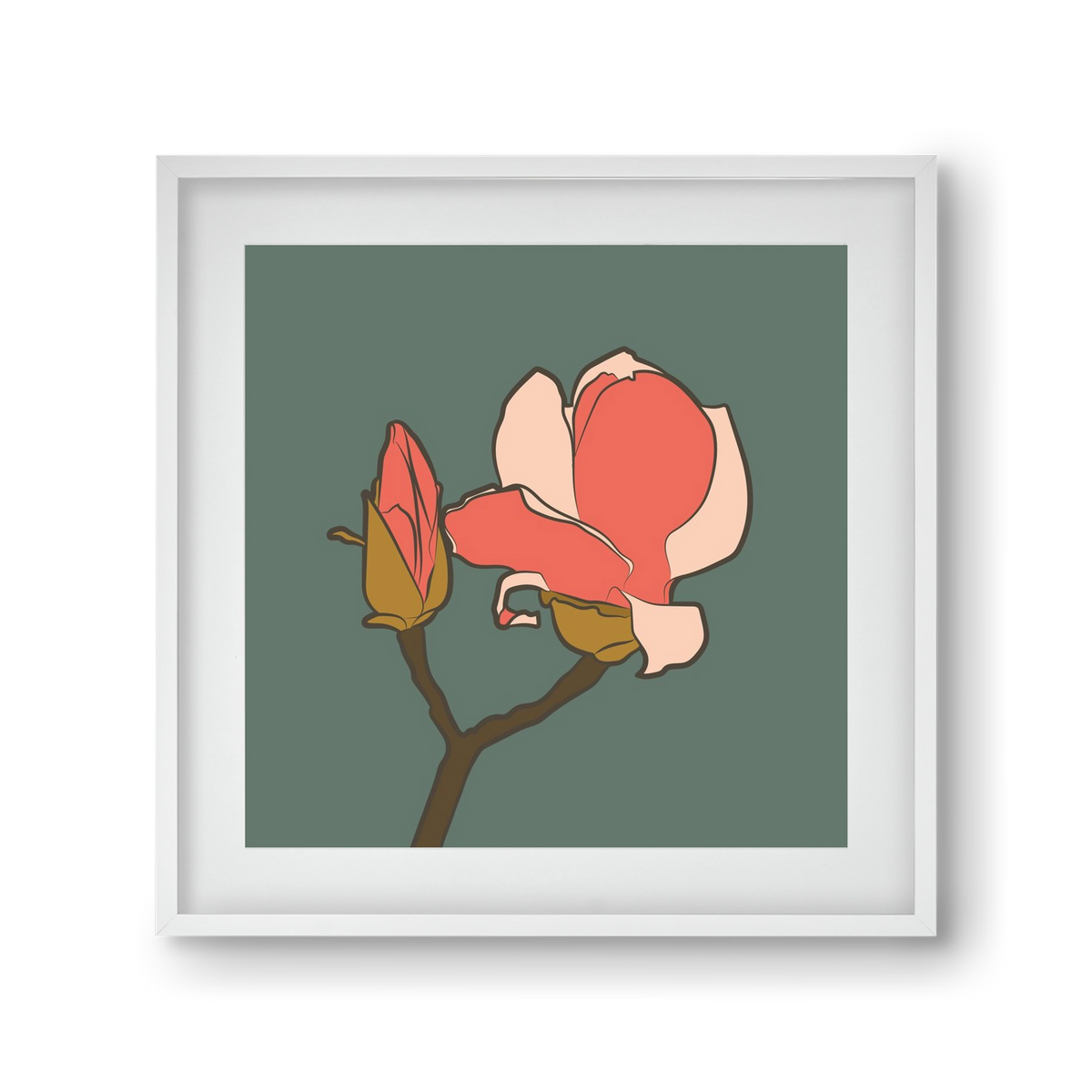 Bimbó, 30x30 cm (20x20 cm), Fehér keret, paszpartuval