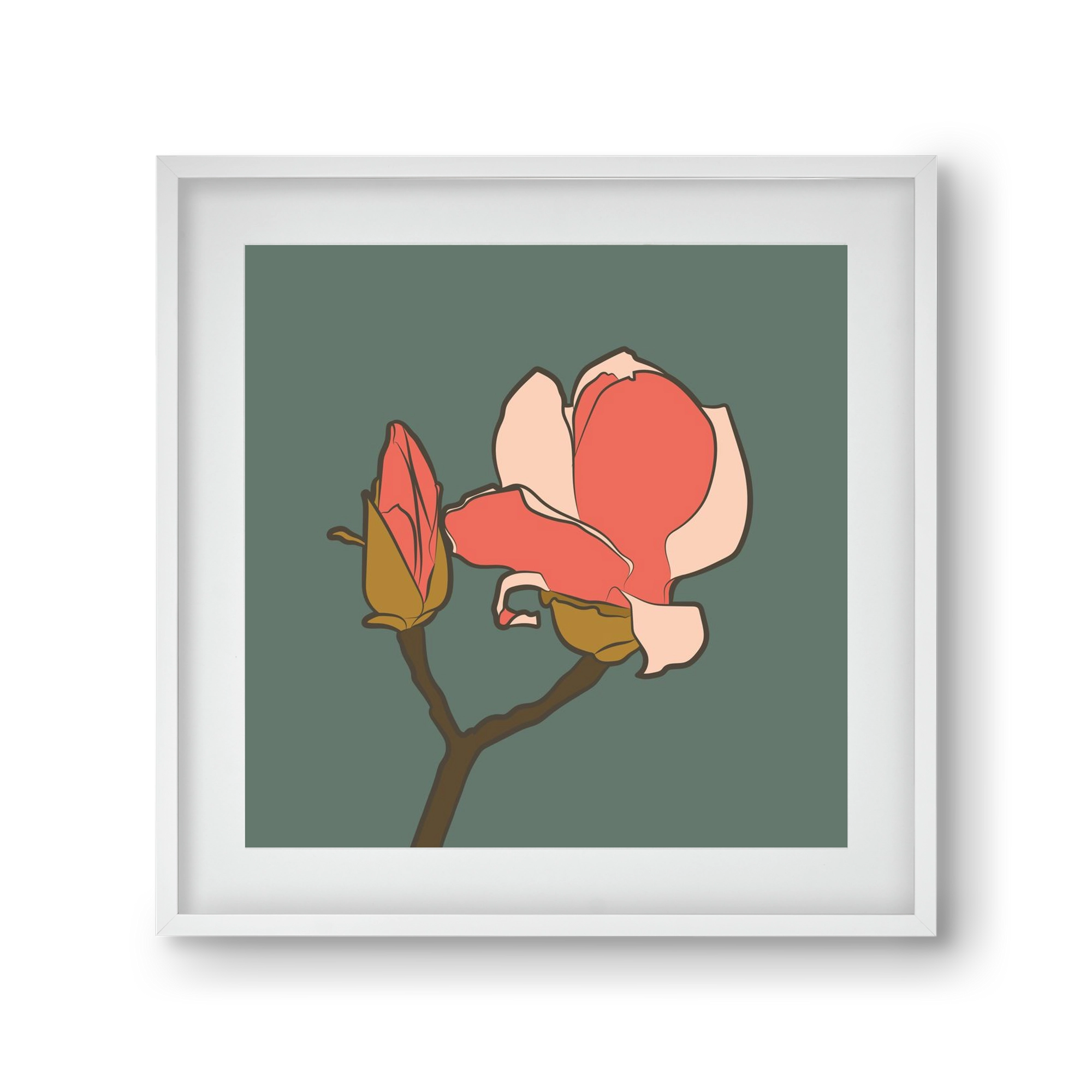 Bimbó, 30x30 cm (20x20 cm), Fehér keret, paszpartuval