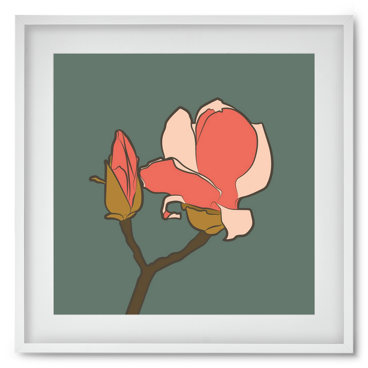 Bimbó, 50x50 cm (40x40 cm), Fehér keret, paszpartuval