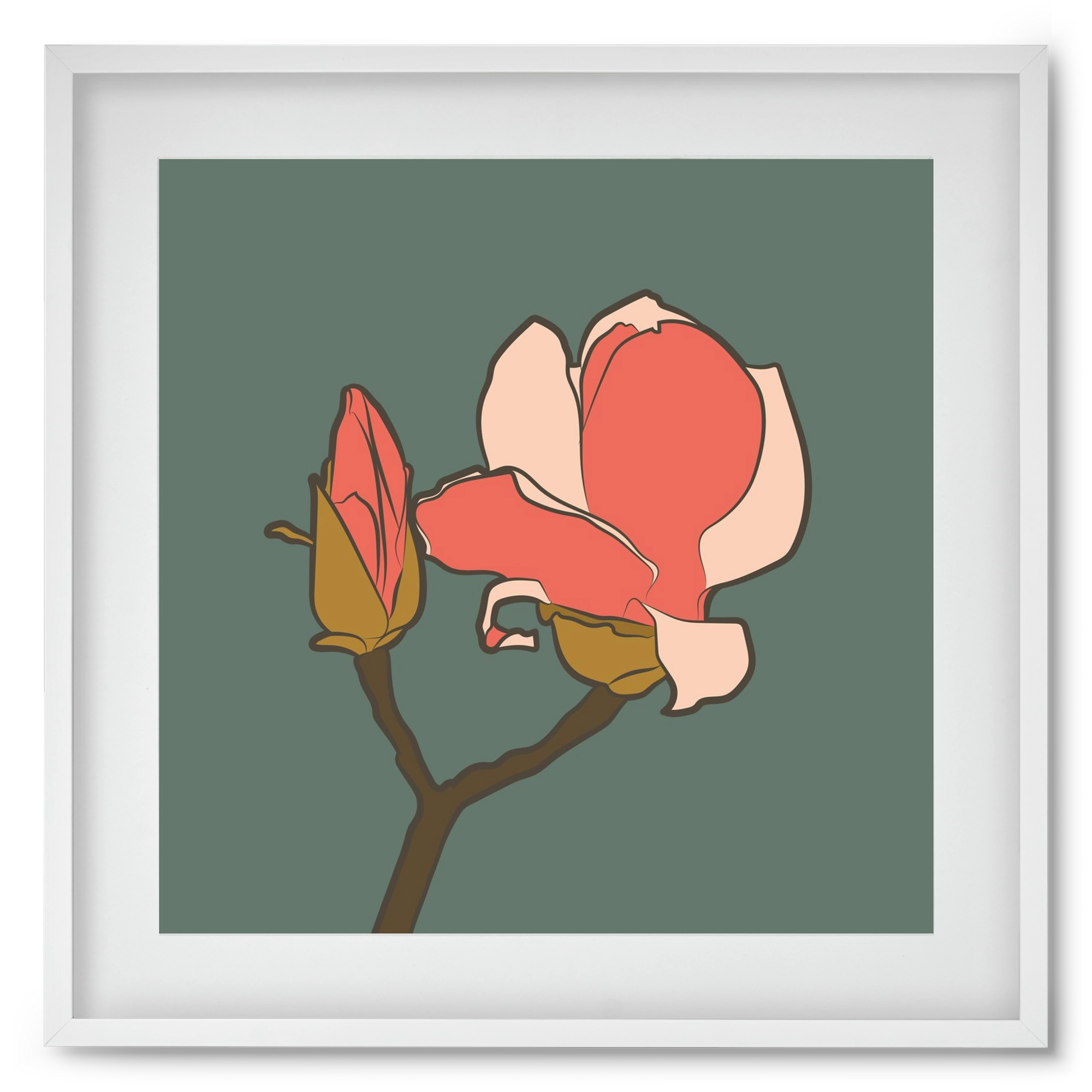 Bimbó, 50x50 cm (40x40 cm), Fehér keret, paszpartuval