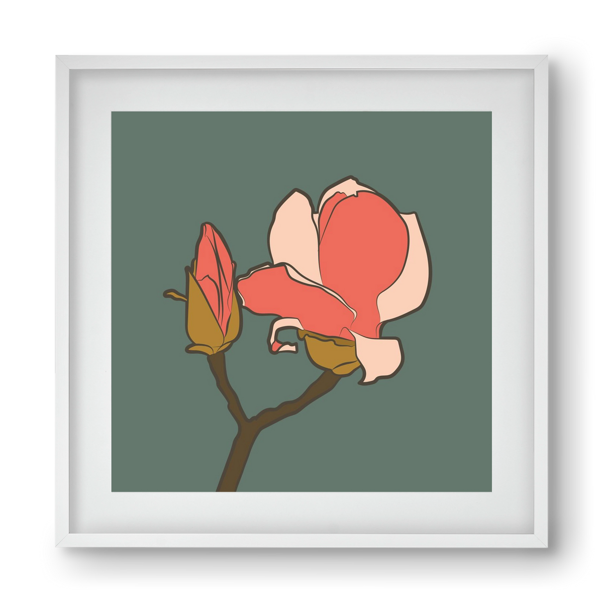 Bimbó, 40x40 cm (30x30 cm), Fehér keret, paszpartuval