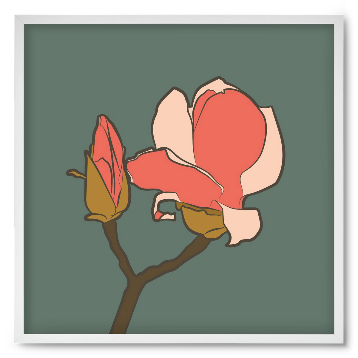 Bimbó, 50x50 cm (50x50 cm), Fehér keret