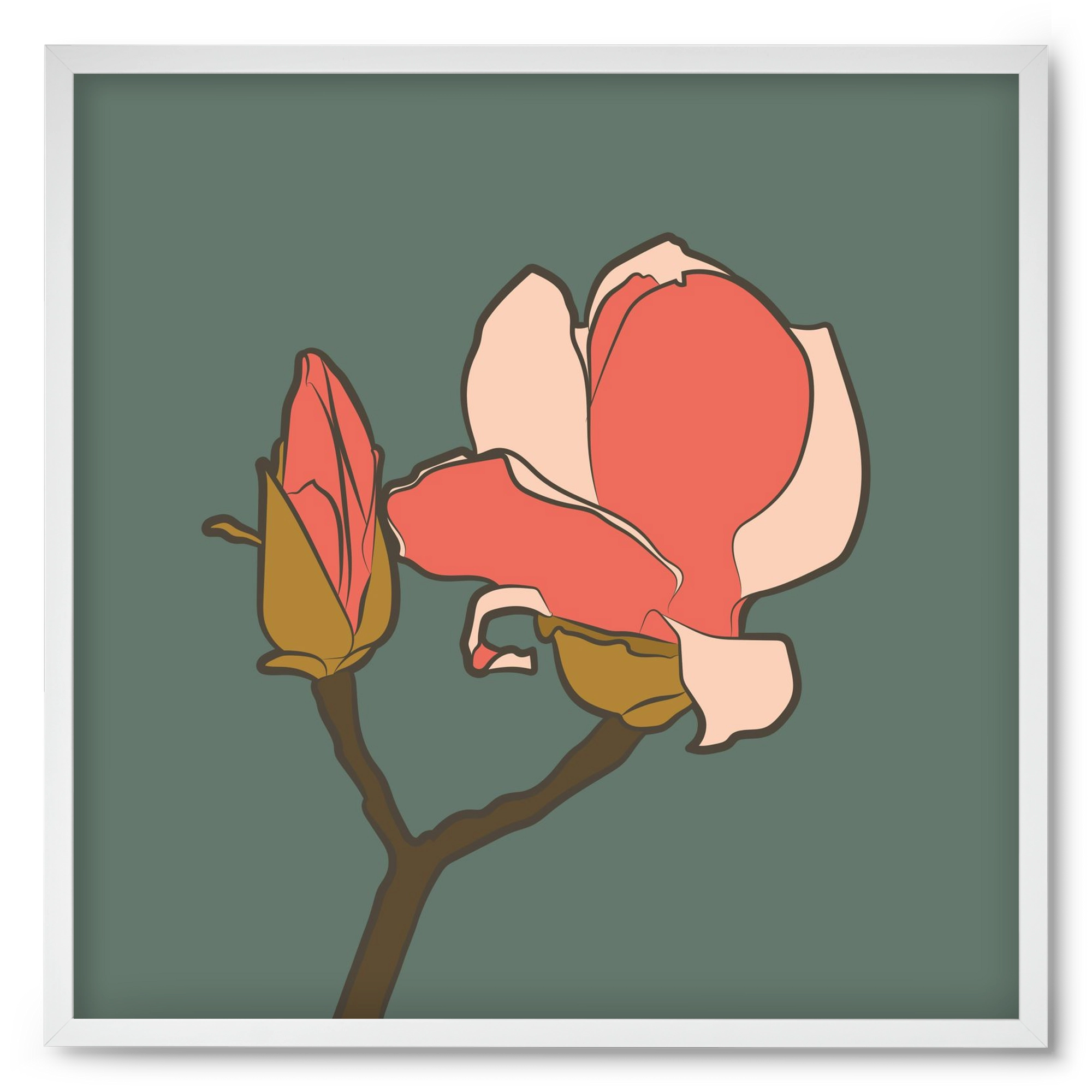 Bimbó, 50x50 cm (50x50 cm), Fehér keret