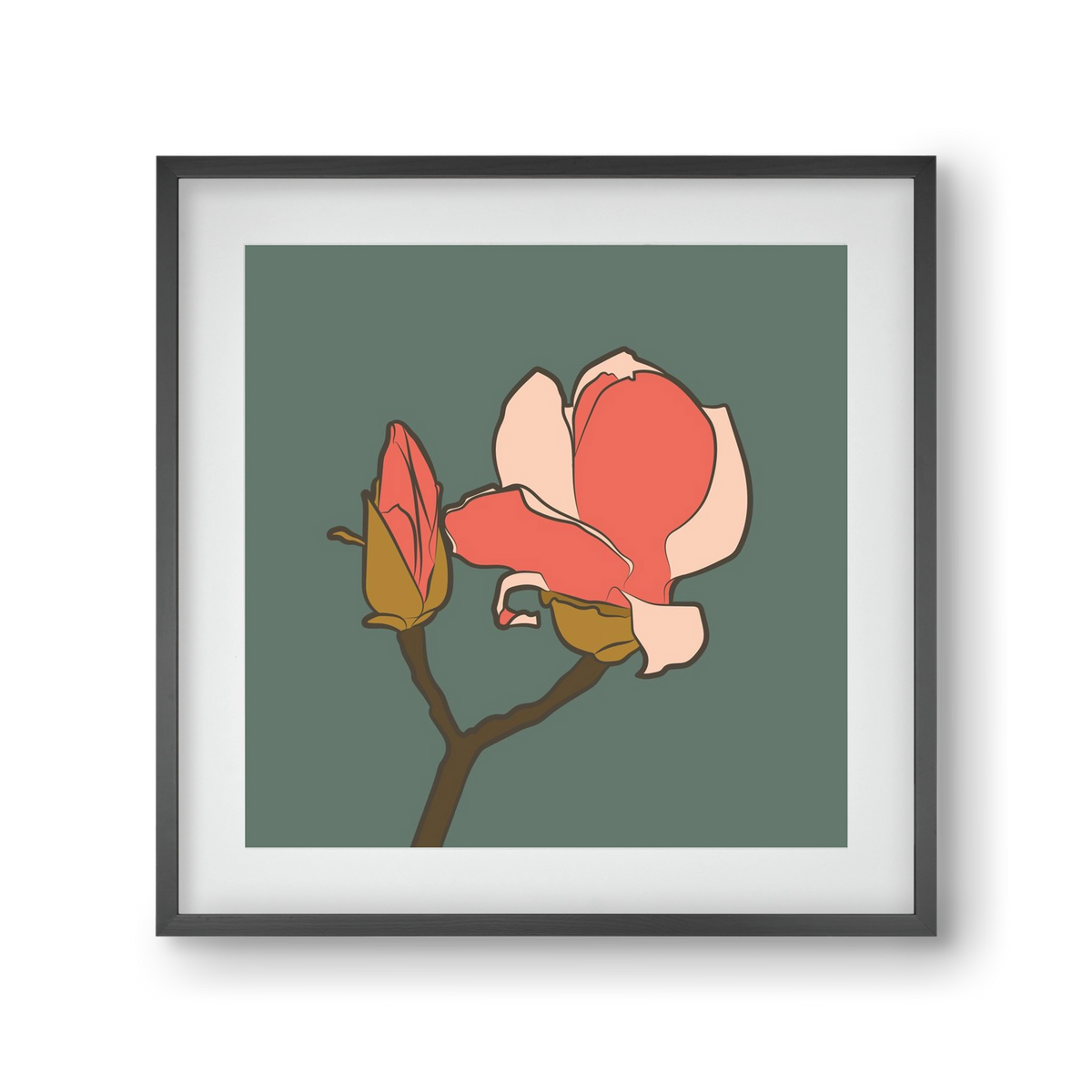 Bimbó, 30x30 cm (20x20 cm), Fekete keret, paszpartuval