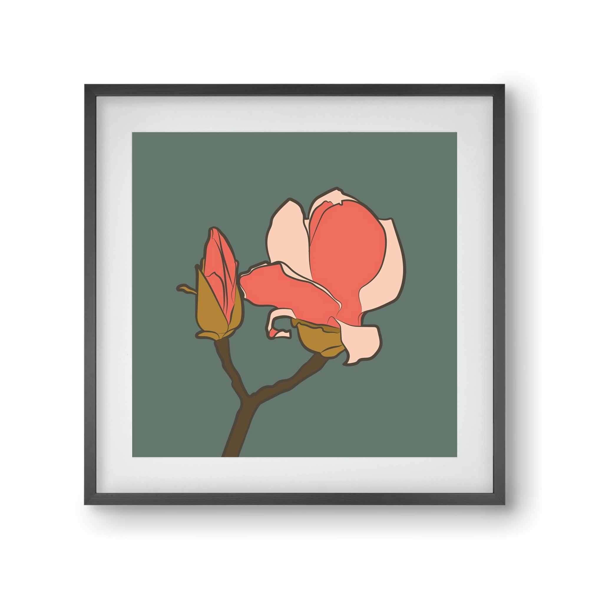 Bimbó, 30x30 cm (20x20 cm), Fekete keret, paszpartuval