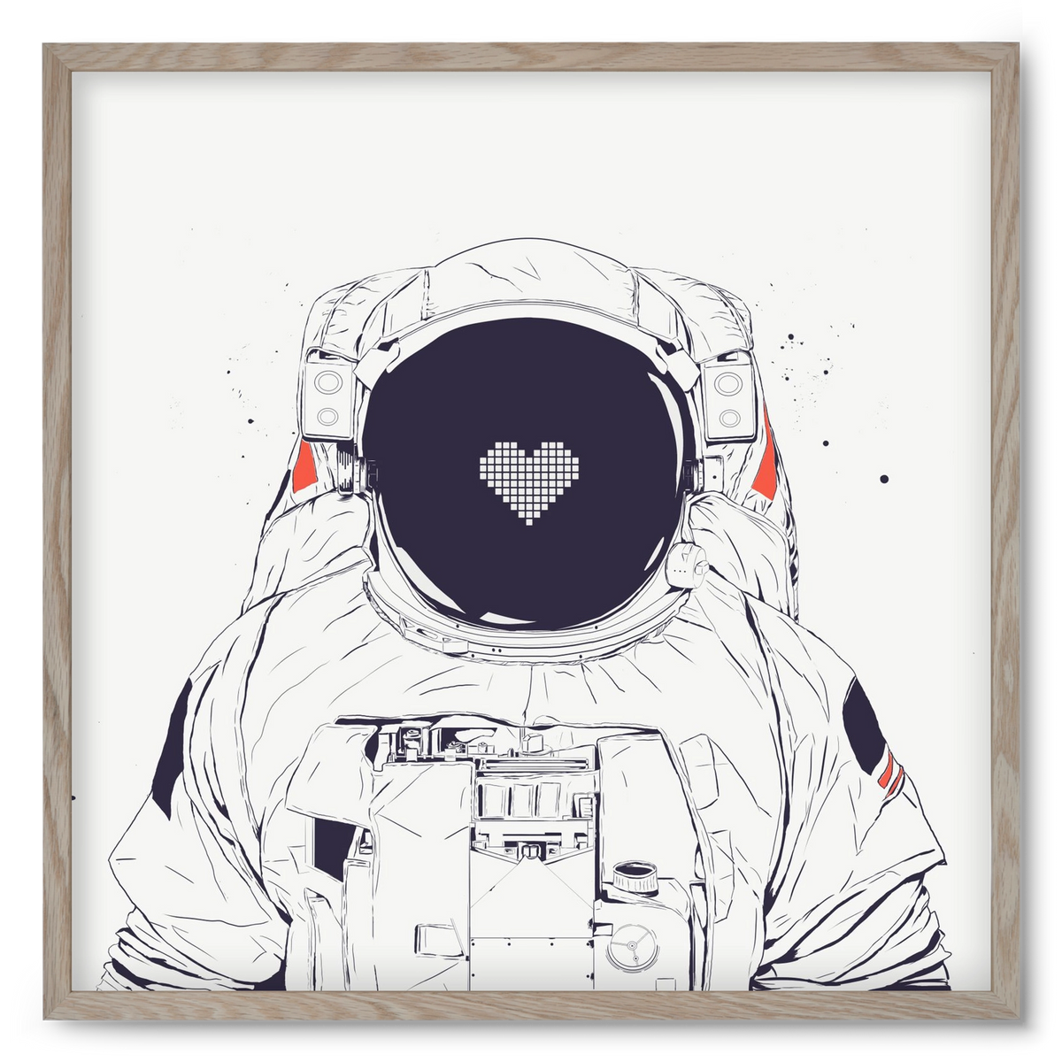 Astronaut love, 50x50 cm (50x50 cm), Tölgy keret