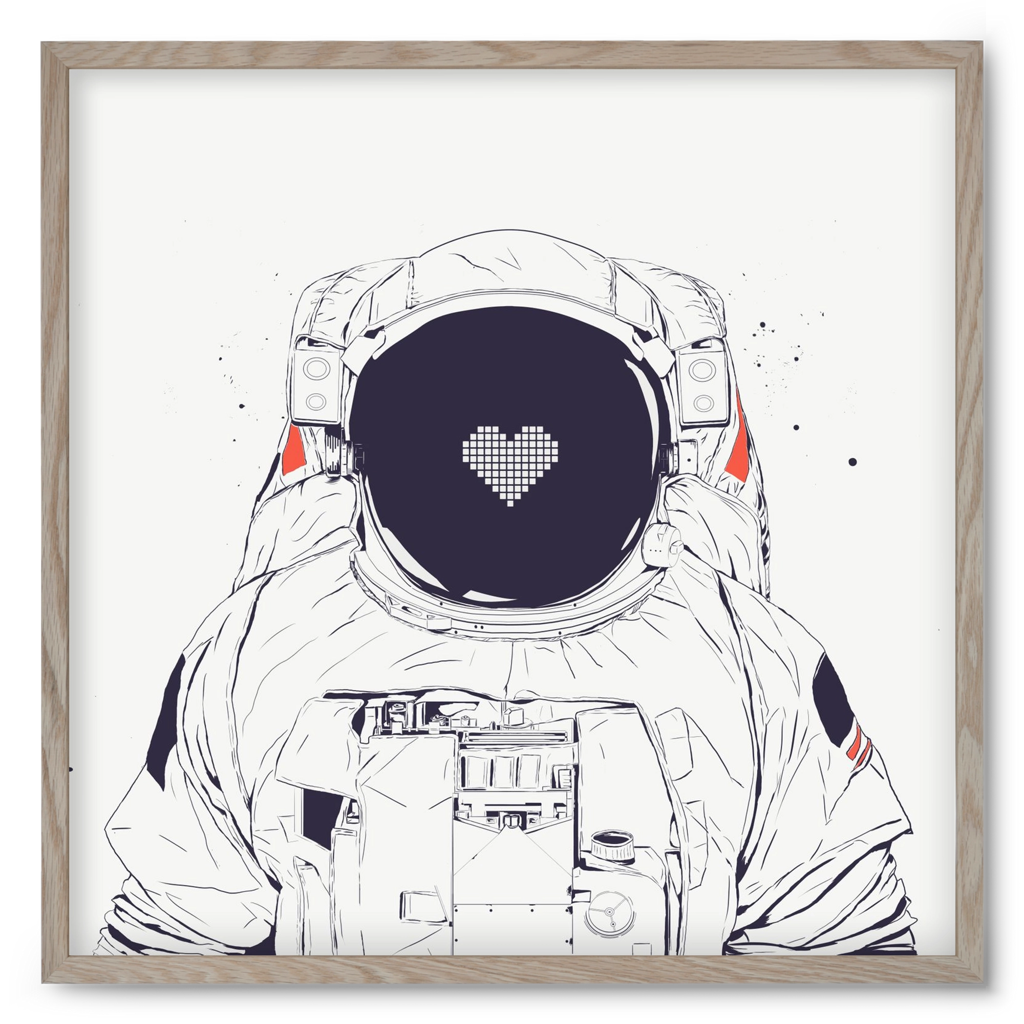 Astronaut love, 50x50 cm (50x50 cm), Tölgy keret