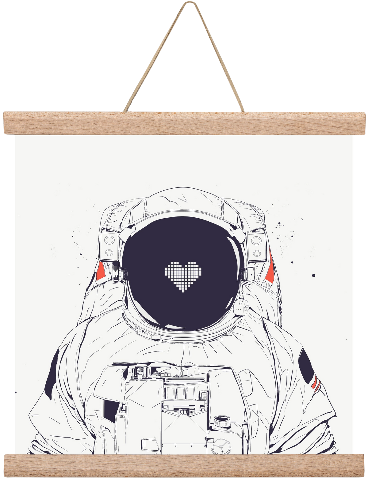 Astronaut love, 30x30 cm (30x30 cm), Tölgy akasztó