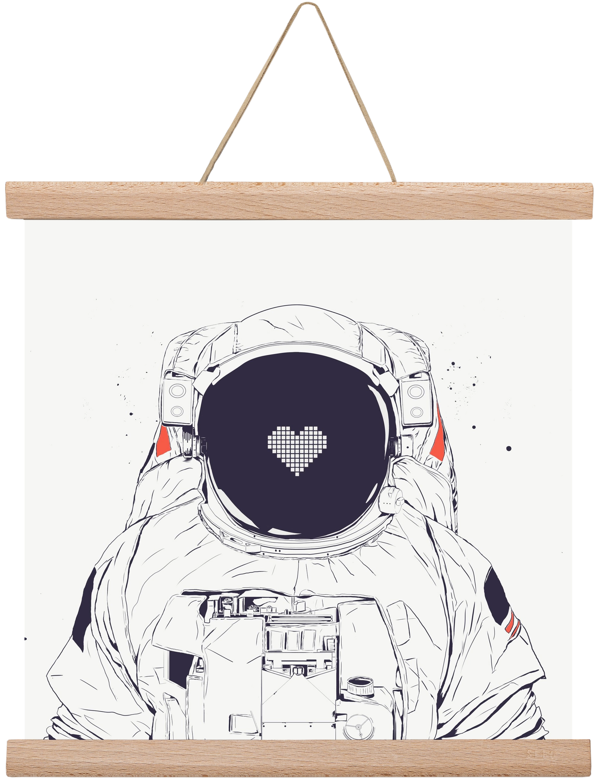 Astronaut love, 30x30 cm (30x30 cm), Tölgy akasztó