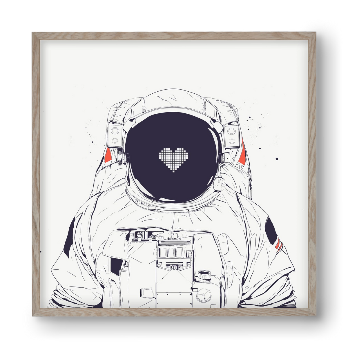 Astronaut love, 40x40 cm (40x40 cm), Tölgy keret