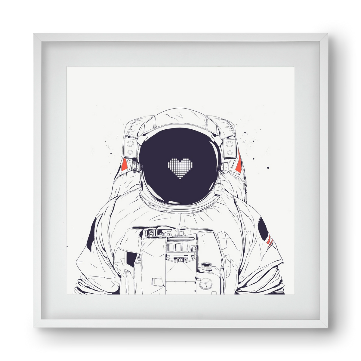 Astronaut love, 40x40 cm (30x30 cm), Fehér keret, paszpartuval