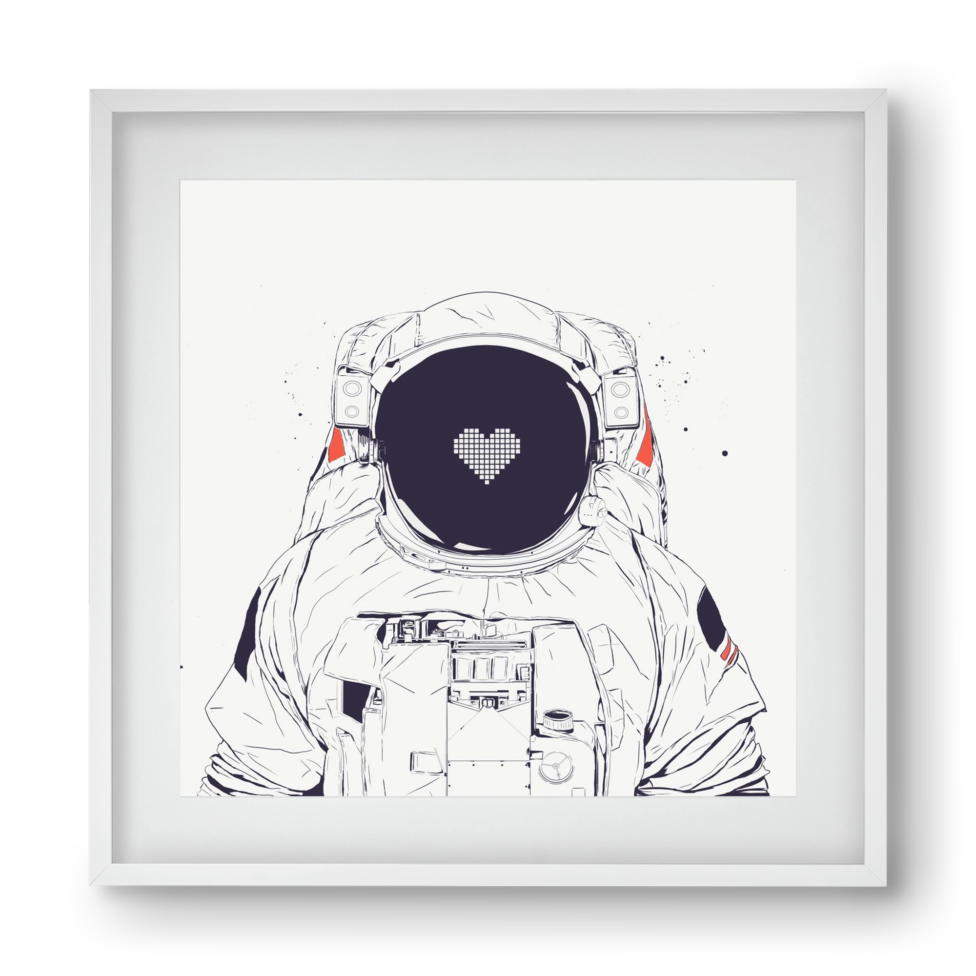Astronaut love, 40x40 cm (30x30 cm), Fehér keret, paszpartuval