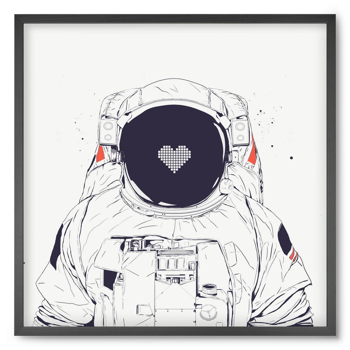 Astronaut love, 50x50 cm (50x50 cm), Fekete keret