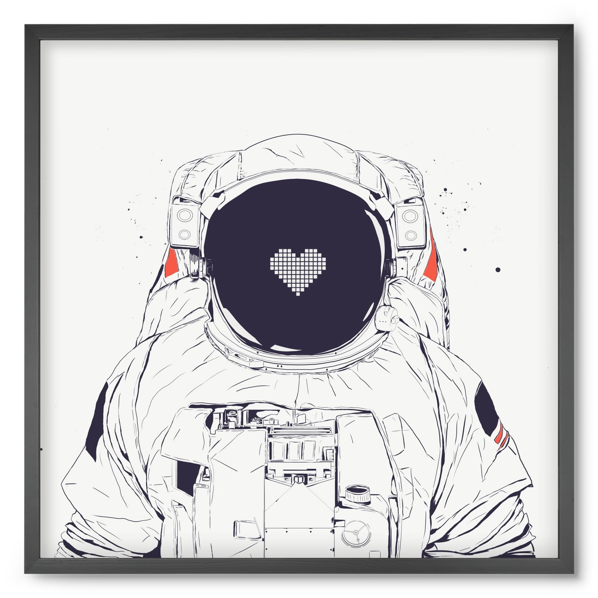 Astronaut love, 50x50 cm (50x50 cm), Fekete keret