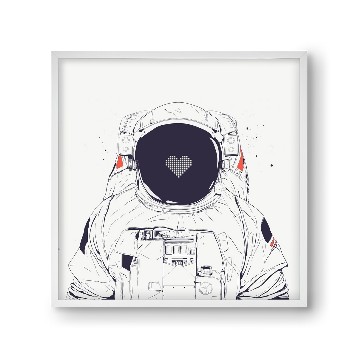 Astronaut love, 30x30 cm (30x30 cm), Fehér keret