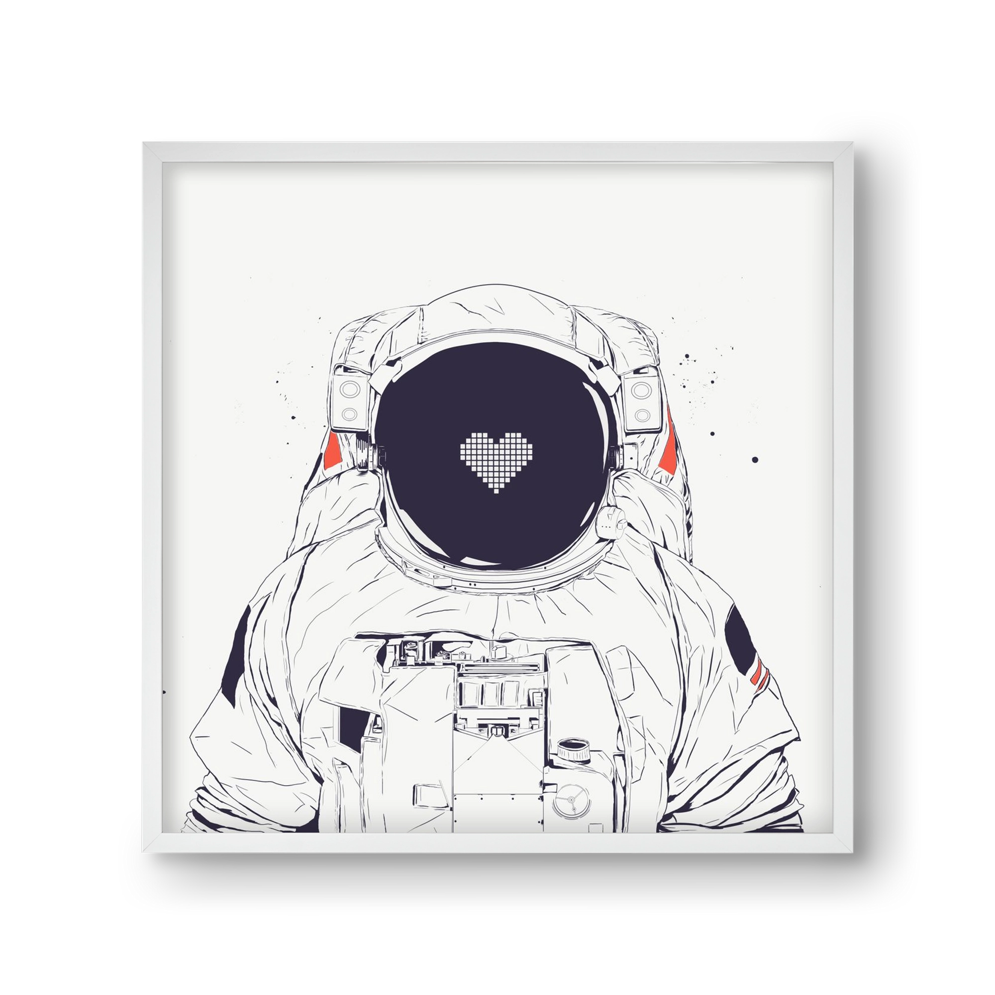 Astronaut love, 30x30 cm (30x30 cm), Fehér keret