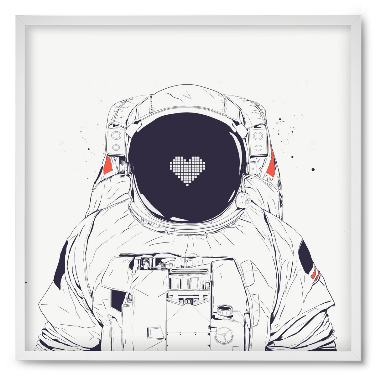 Astronaut love, 50x50 cm (50x50 cm), Fehér keret