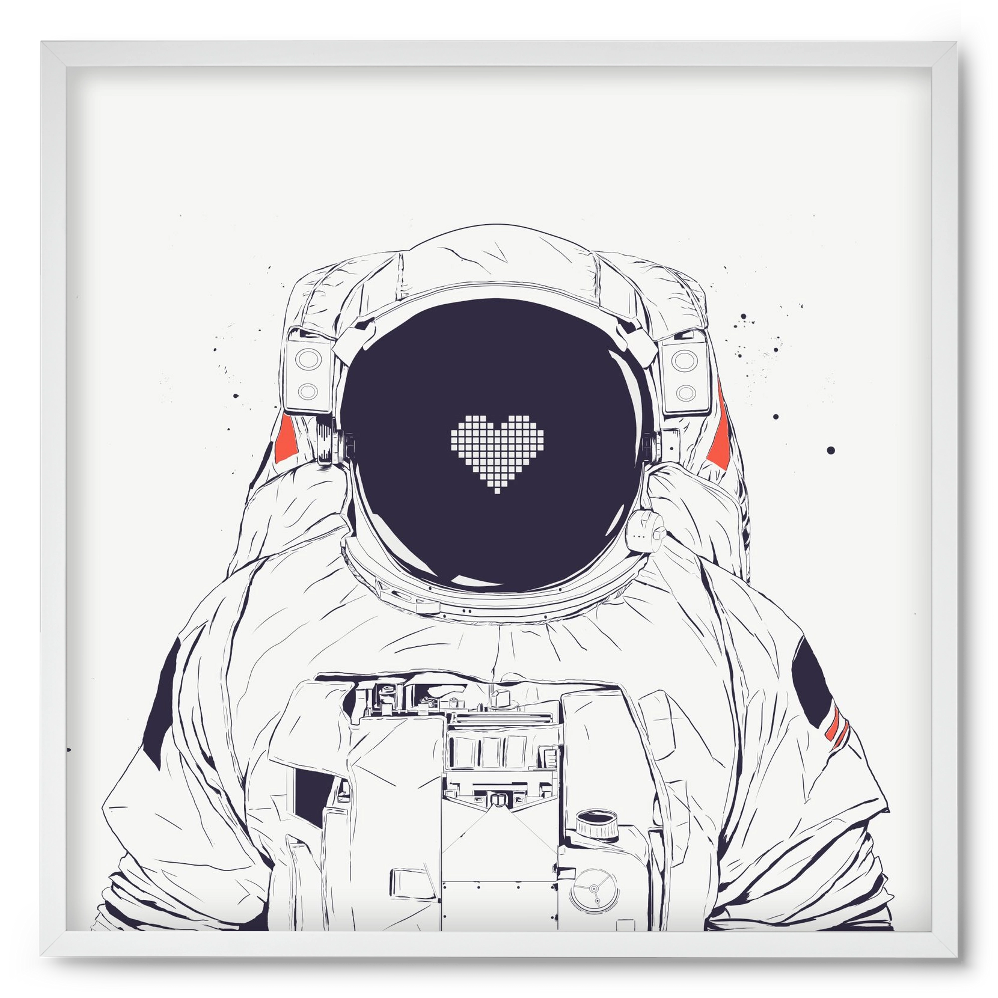 Astronaut love, 50x50 cm (50x50 cm), Fehér keret