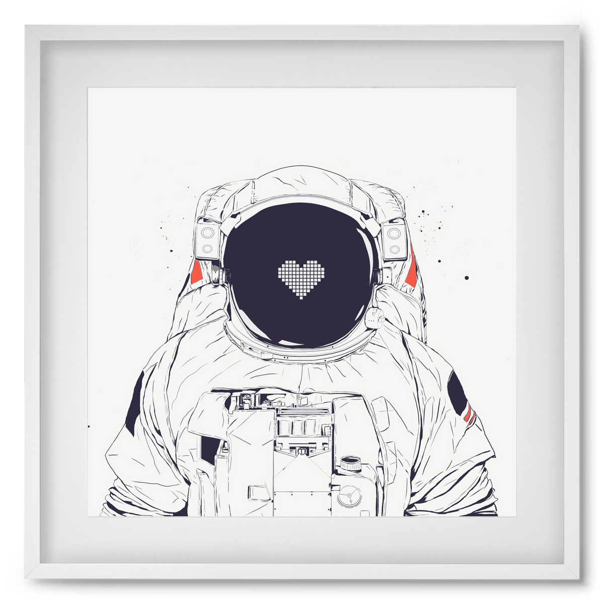 Astronaut love, 50x50 cm (40x40 cm), Fehér keret, paszpartuval