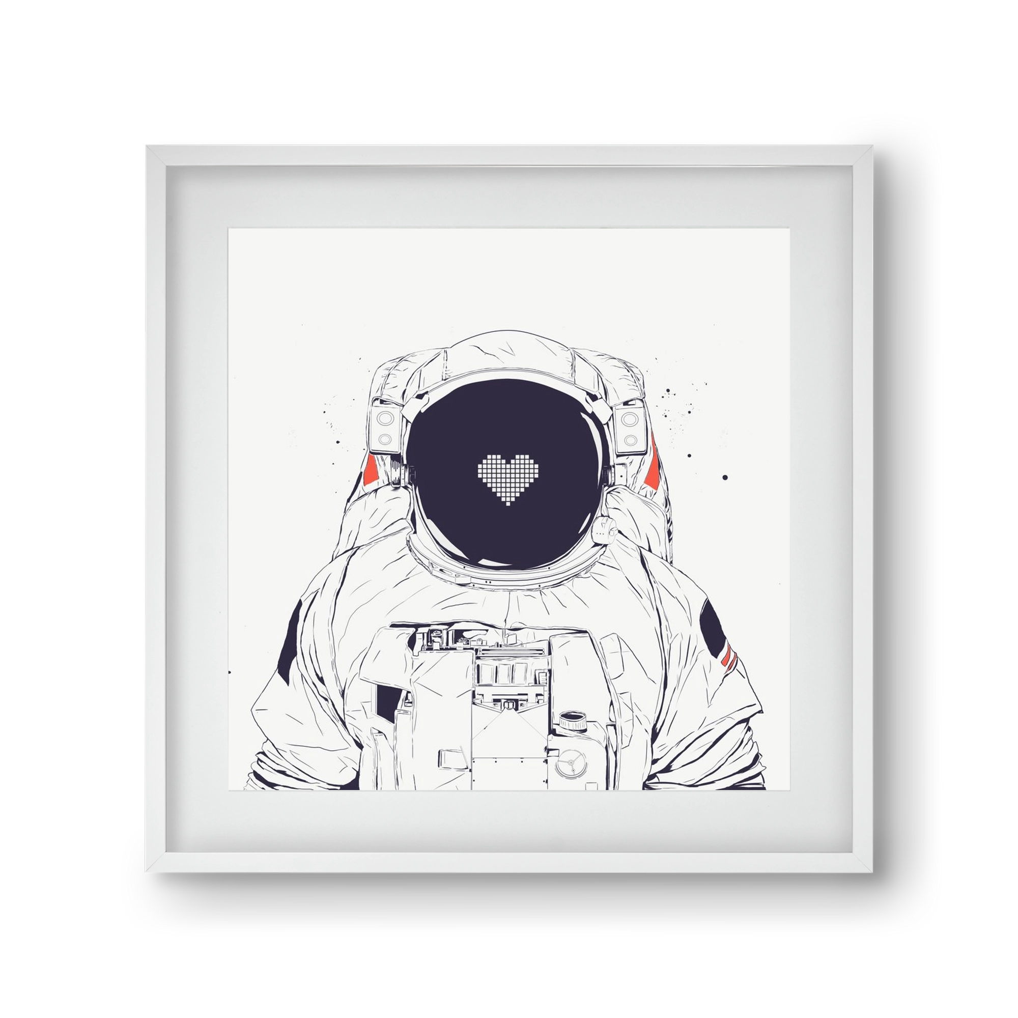 Astronaut love, 30x30 cm (20x20 cm), Fehér keret, paszpartuval