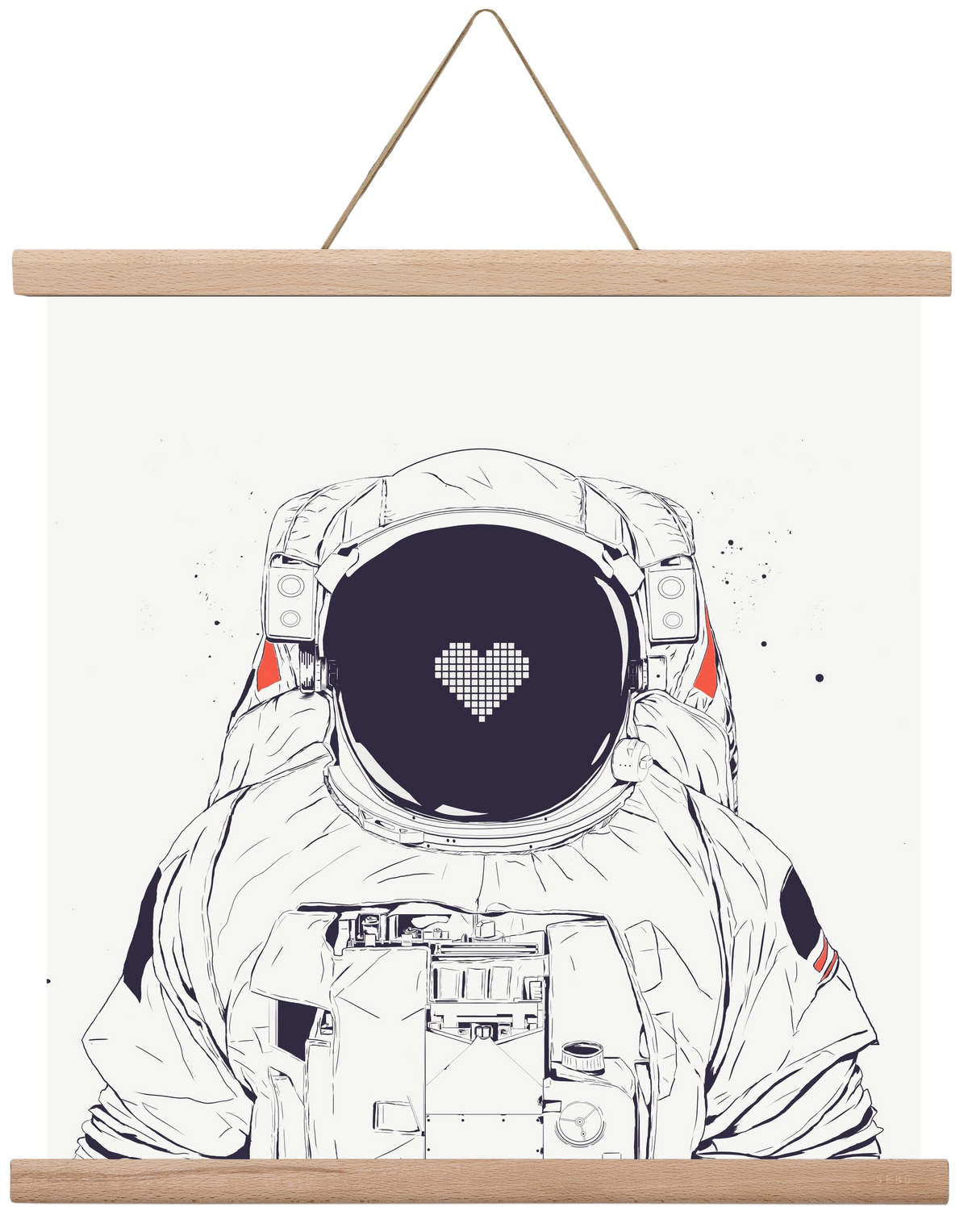 Astronaut love, 40x40 cm (40x40 cm), Tölgy akasztó