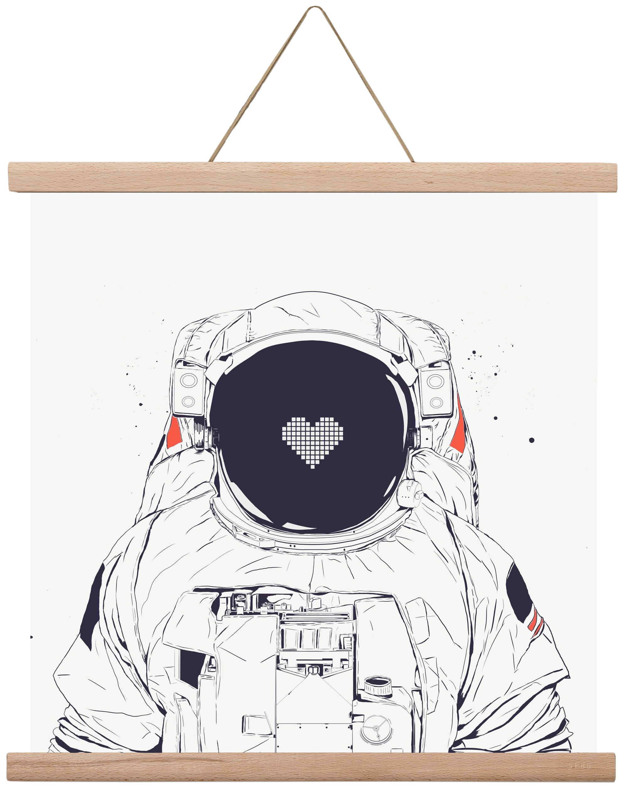 Astronaut love, 40x40 cm (40x40 cm), Tölgy akasztó