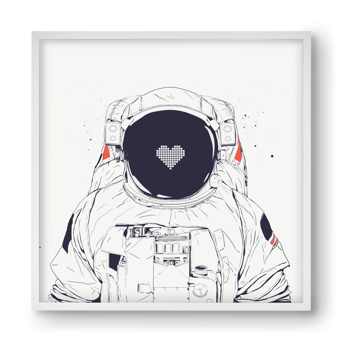 Astronaut love, 40x40 cm (40x40 cm), Fehér keret