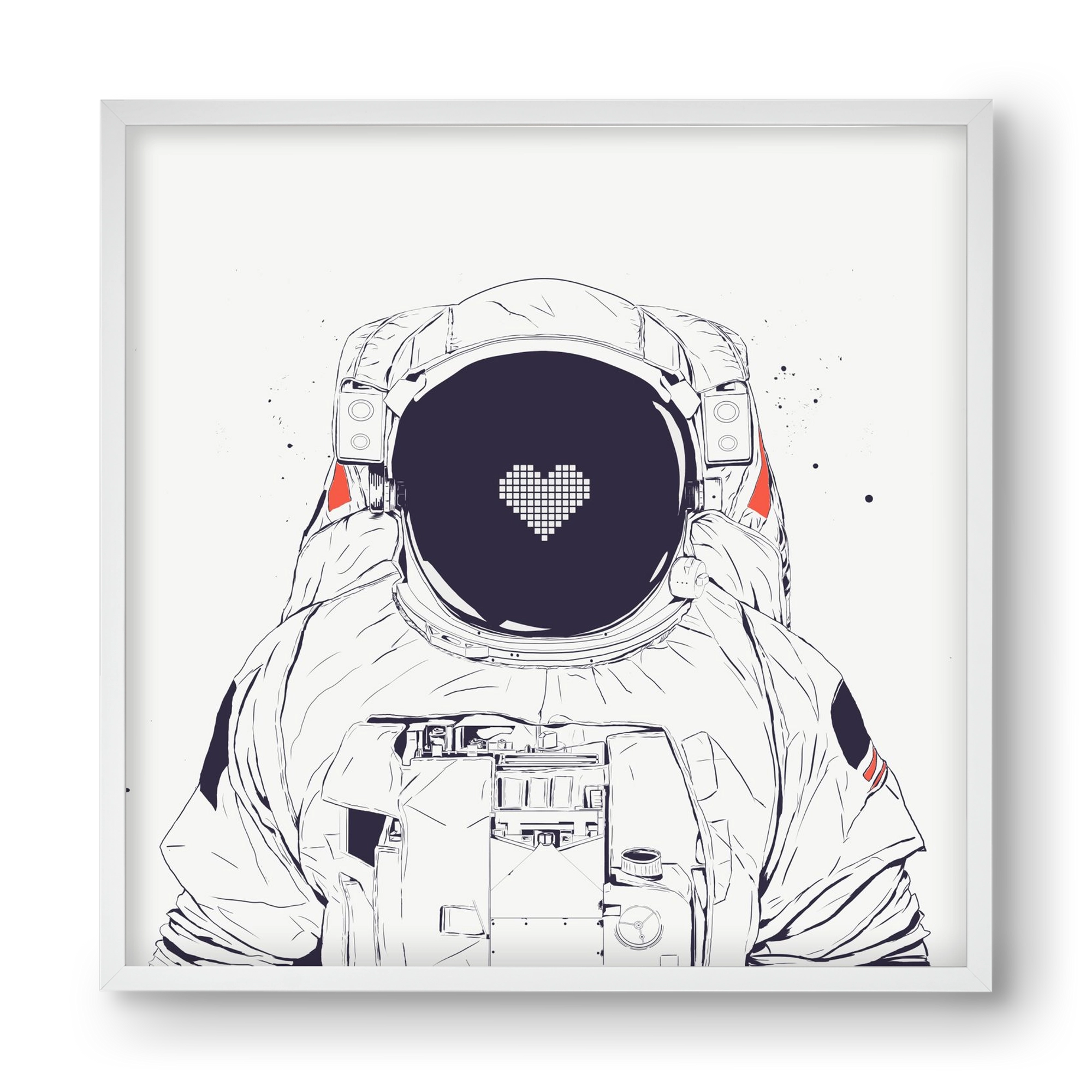 Astronaut love, 40x40 cm (40x40 cm), Fehér keret