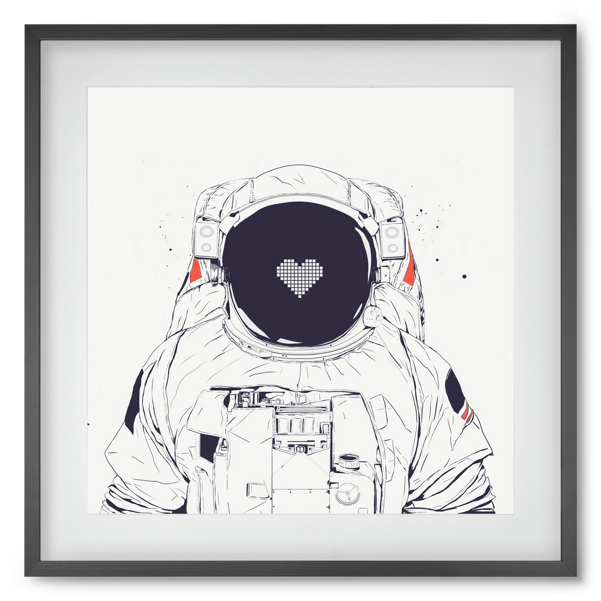 Astronaut love, 50x50 cm (40x40 cm), Fekete keret, paszpartuval