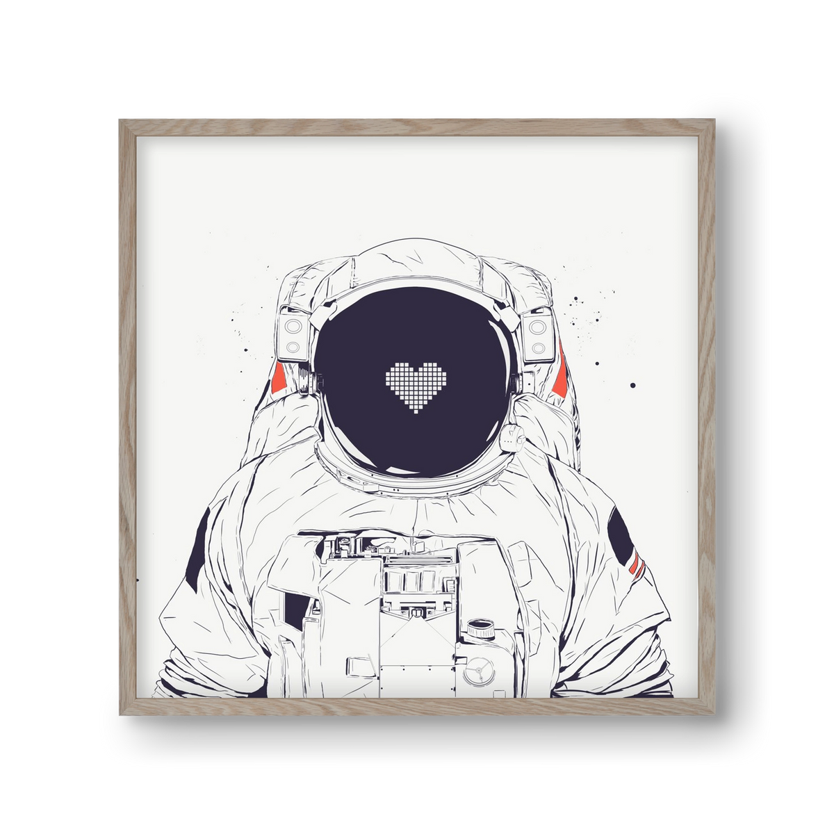 Astronaut love, 30x30 cm (30x30 cm), Tölgy keret
