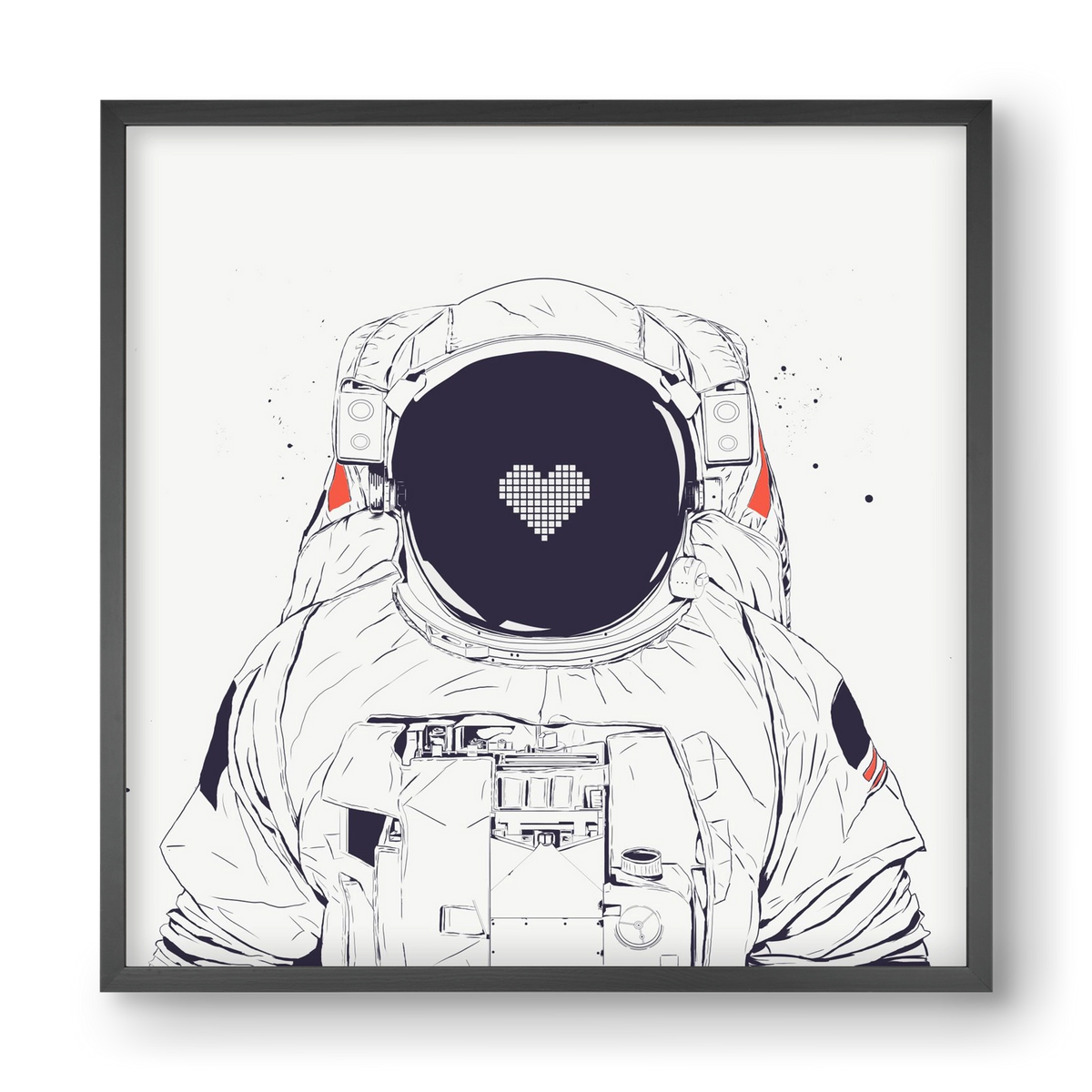 Astronaut love, 40x40 cm (40x40 cm), Fekete keret
