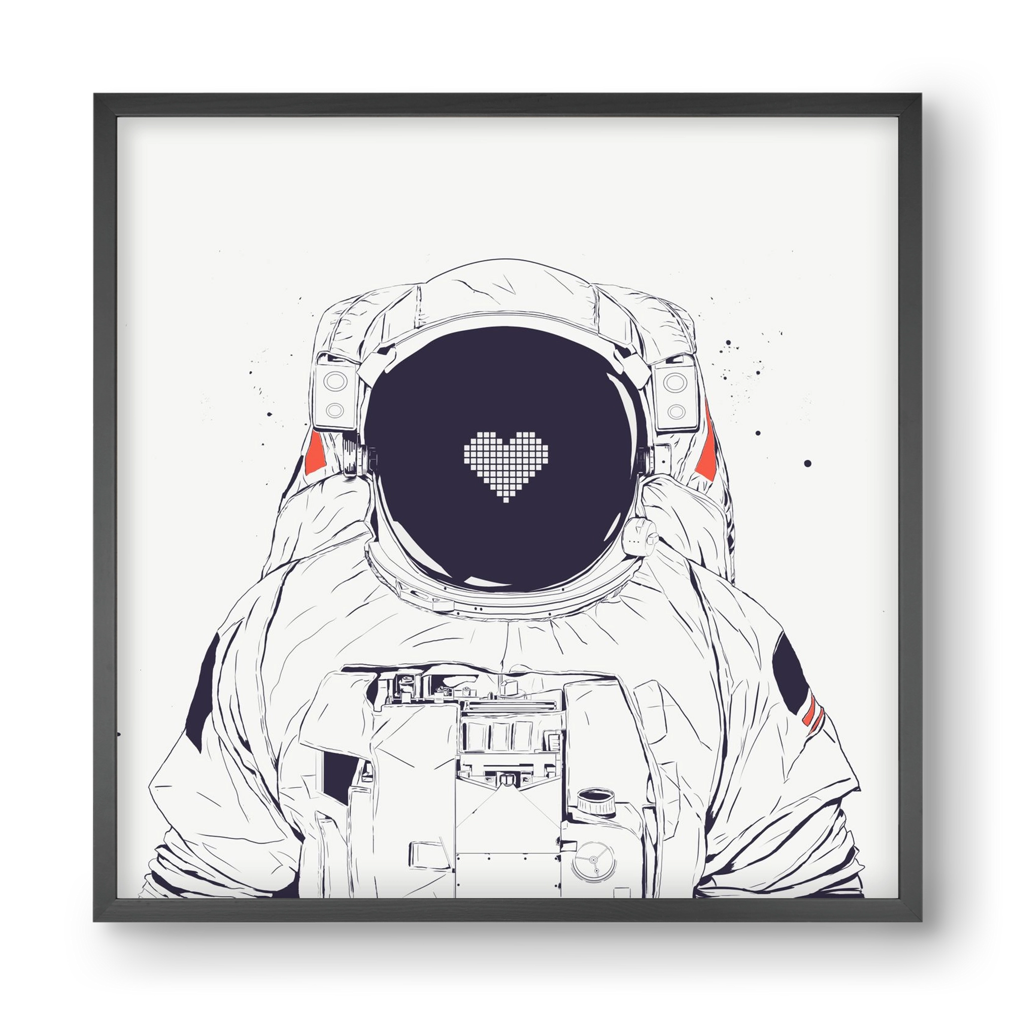 Astronaut love, 40x40 cm (40x40 cm), Fekete keret