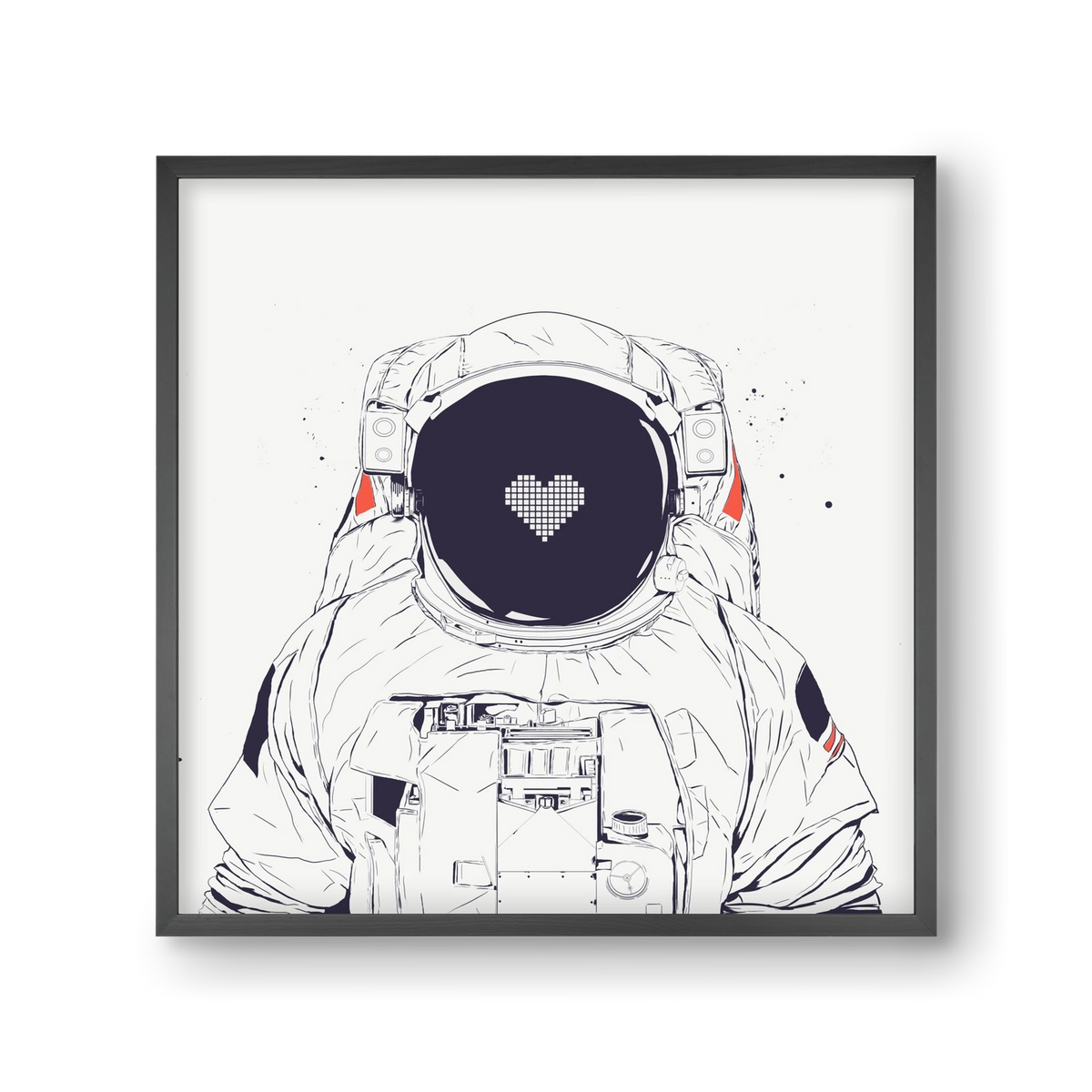 Astronaut love, 30x30 cm (30x30 cm), Fekete keret