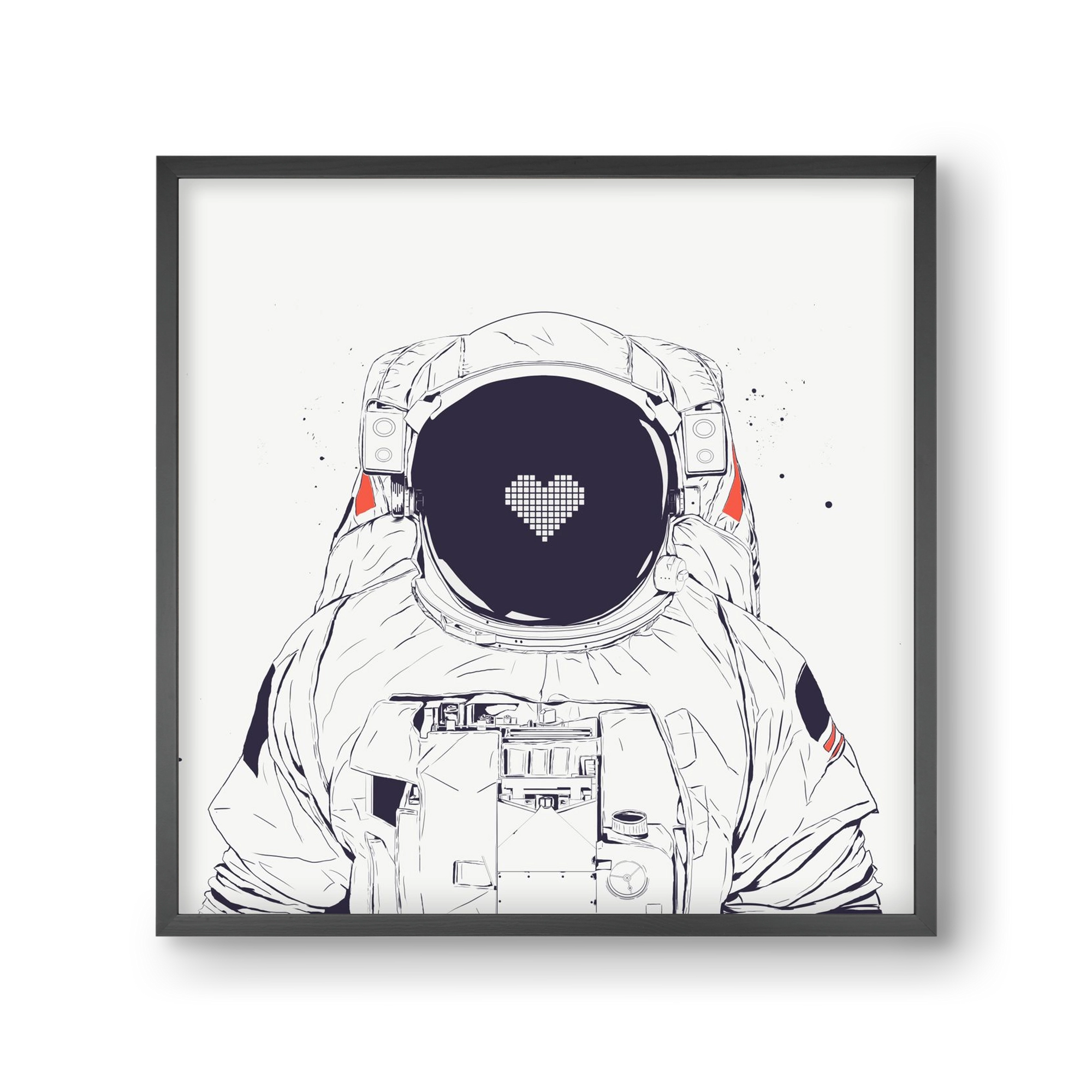 Astronaut love, 30x30 cm (30x30 cm), Fekete keret